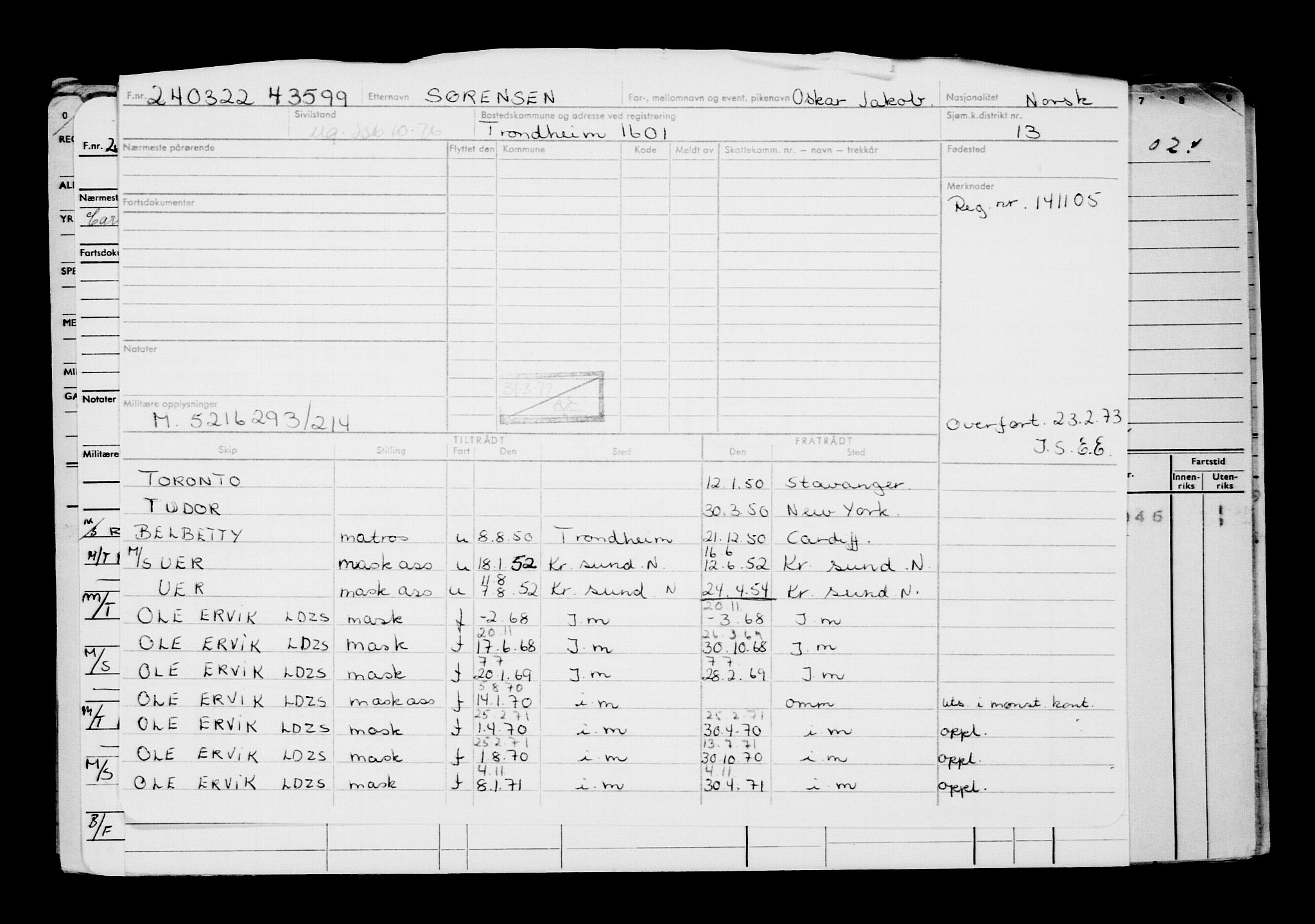 Direktoratet for sjømenn, RA/S-3545/G/Gb/L0204: Hovedkort, 1922, s. 409