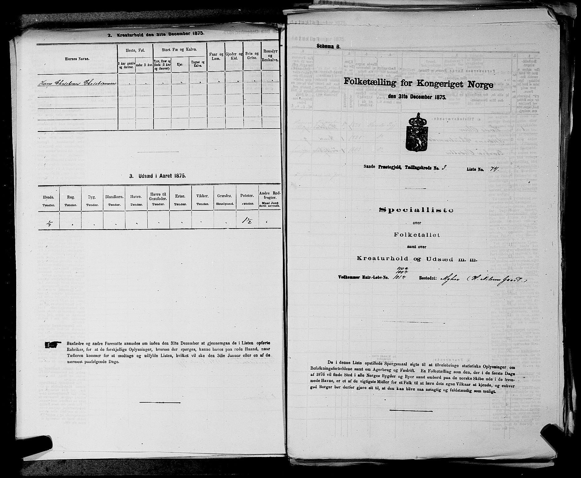 SAKO, Folketelling 1875 for 0713P Sande prestegjeld, 1875, s. 471