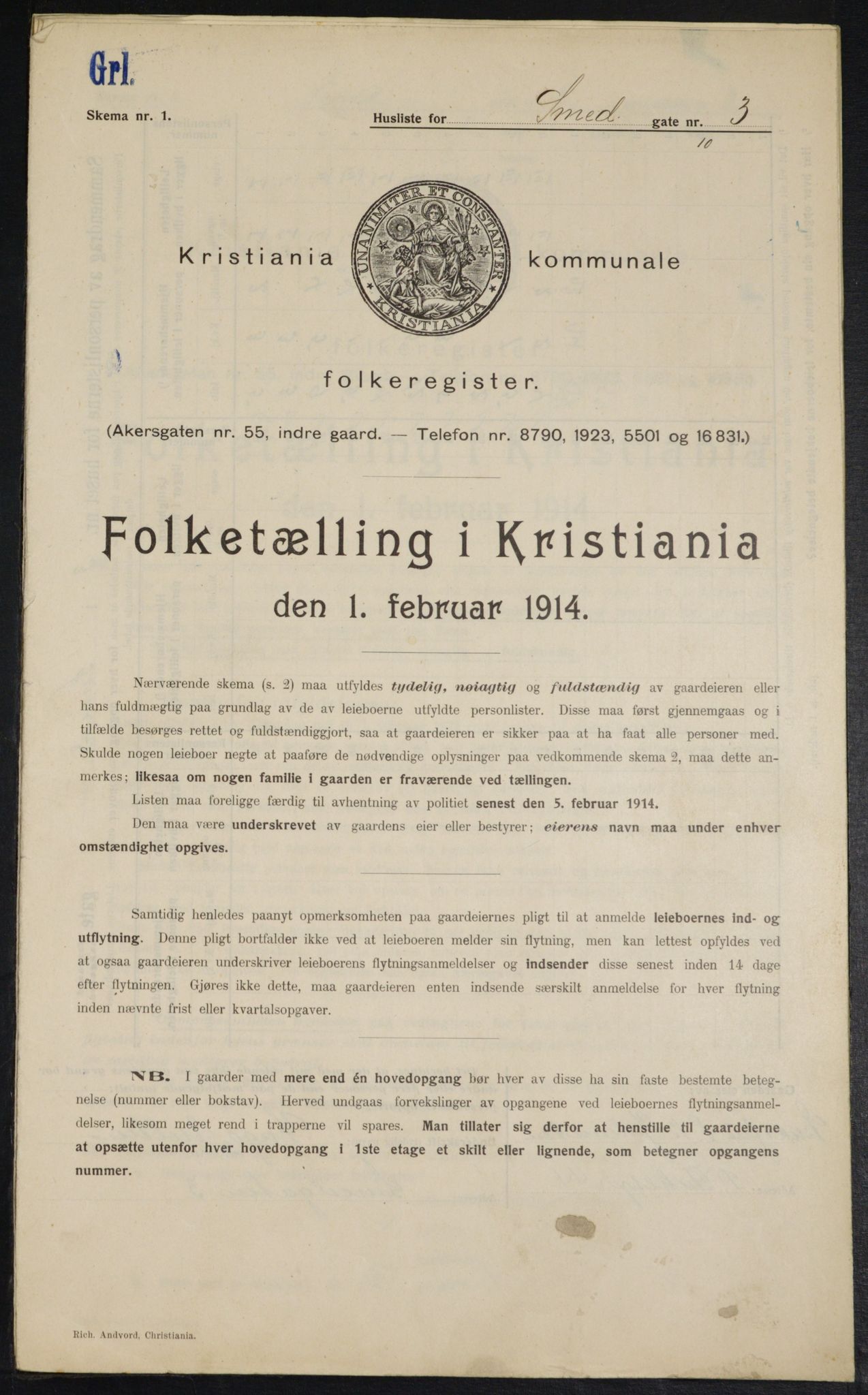 OBA, Kommunal folketelling 1.2.1914 for Kristiania, 1914, s. 96972