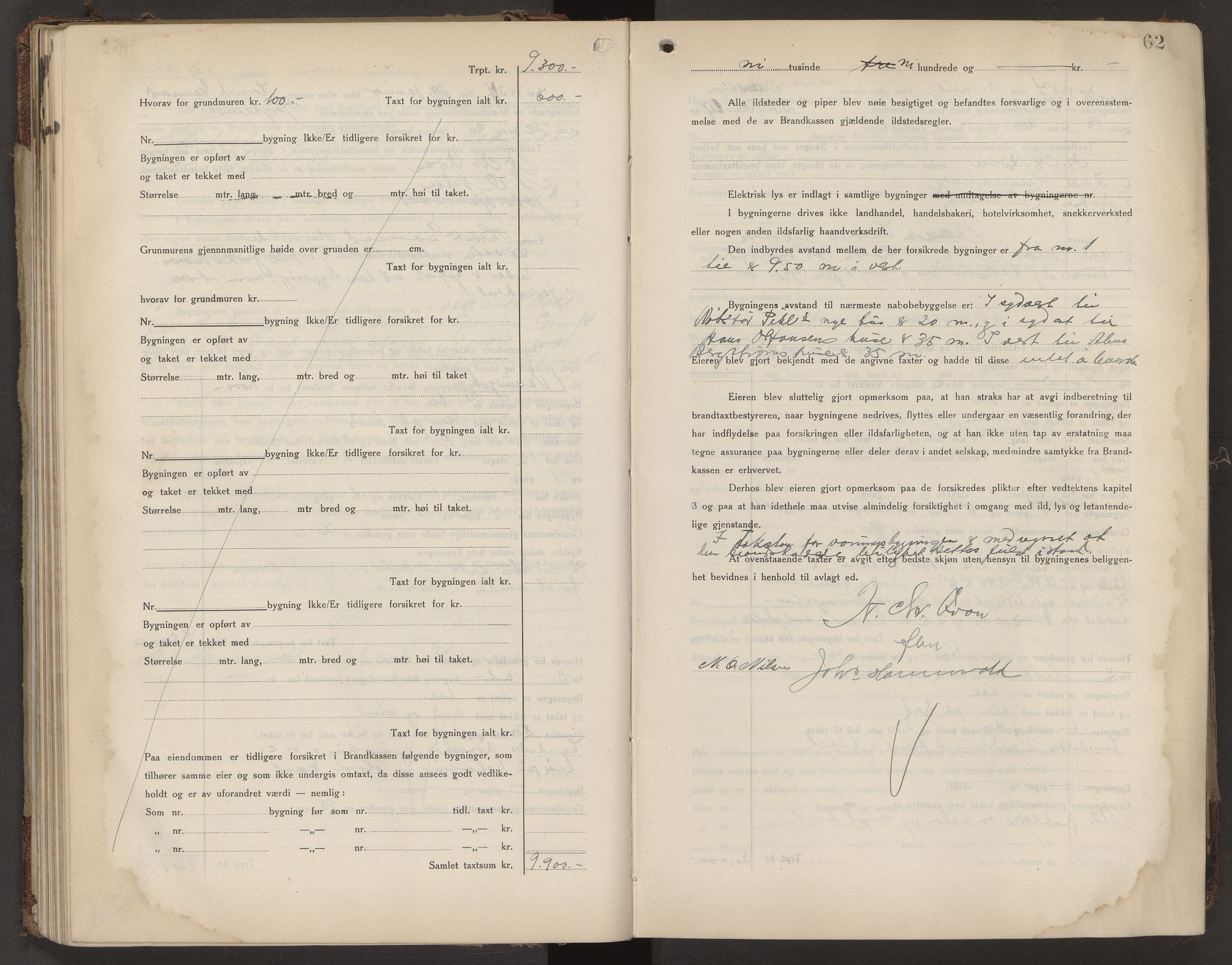 Skoger lensmannskontor, AV/SAKO-A-548/Y/Yi/Yia/L0010: Branntakstprotokoll, 1931-1942, s. 62