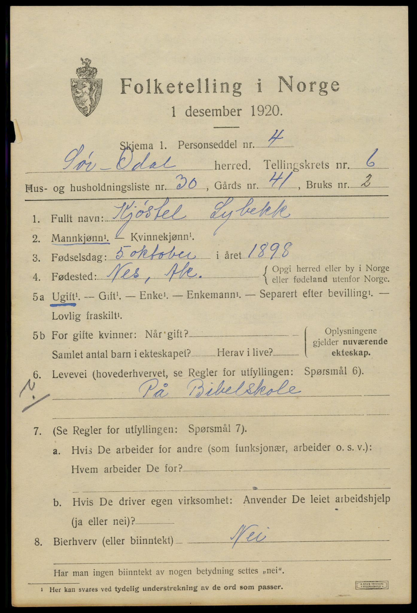 SAH, Folketelling 1920 for 0419 Sør-Odal herred, 1920, s. 7131