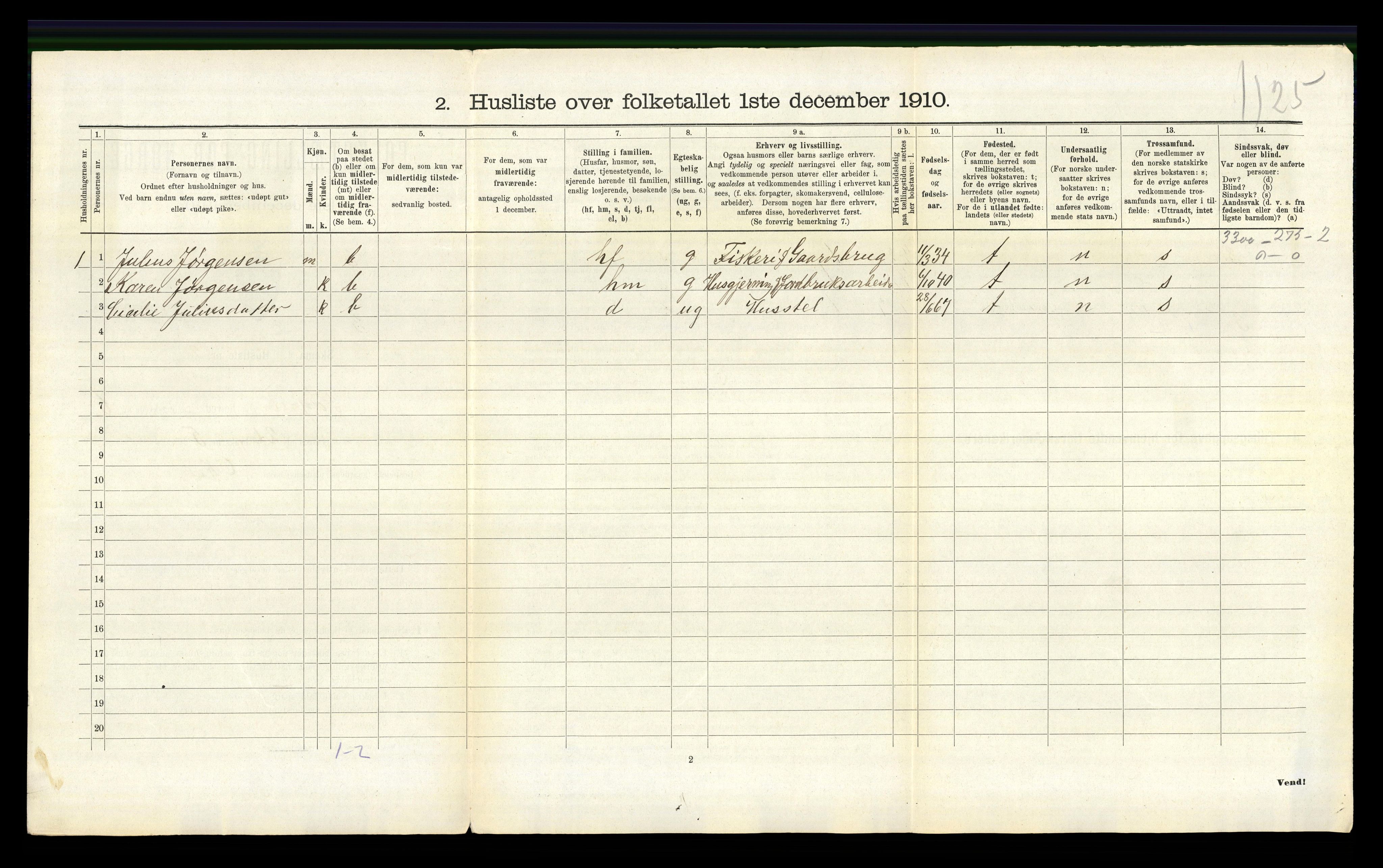 RA, Folketelling 1910 for 1018 Søgne herred, 1910, s. 493