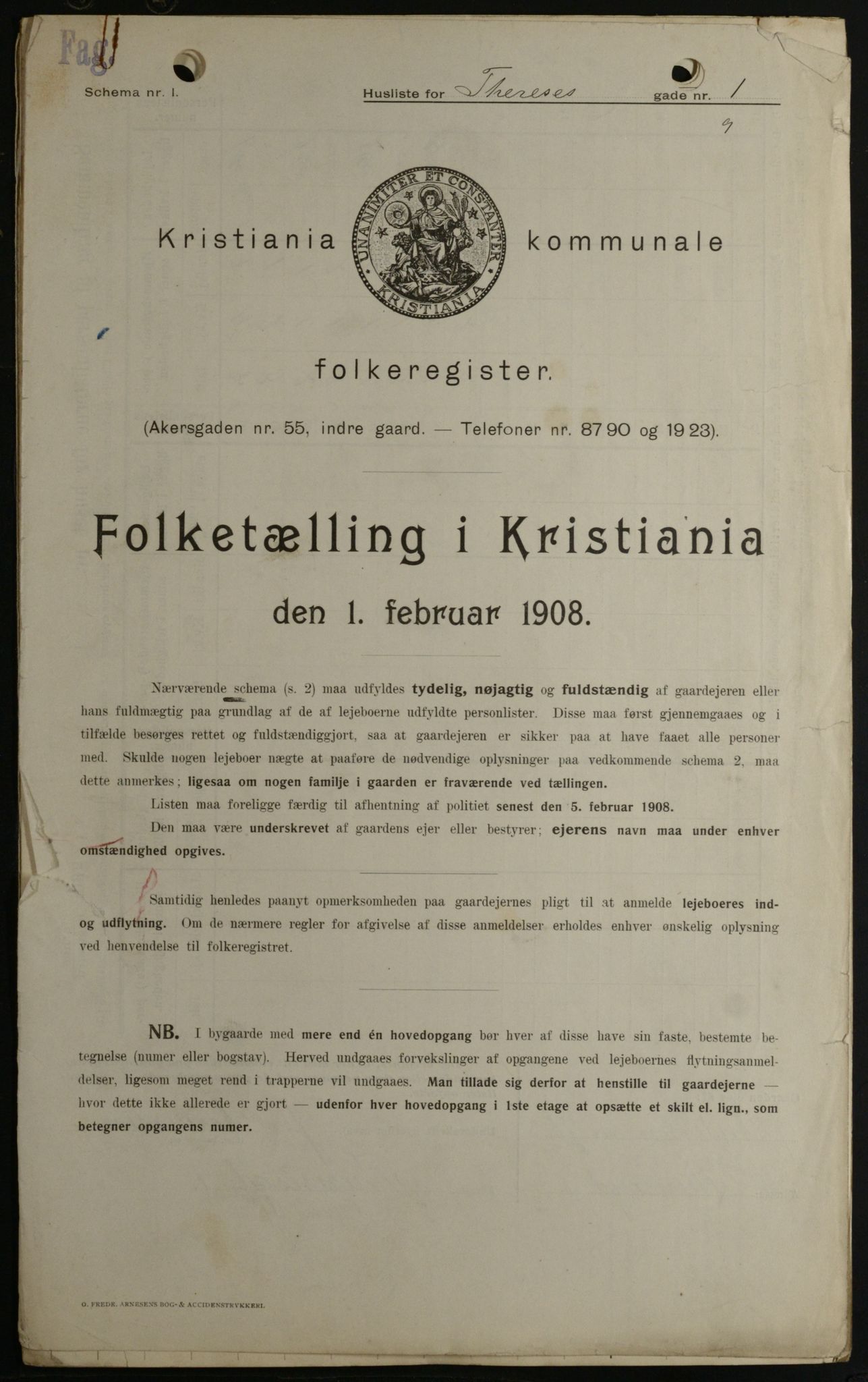 OBA, Kommunal folketelling 1.2.1908 for Kristiania kjøpstad, 1908, s. 96837