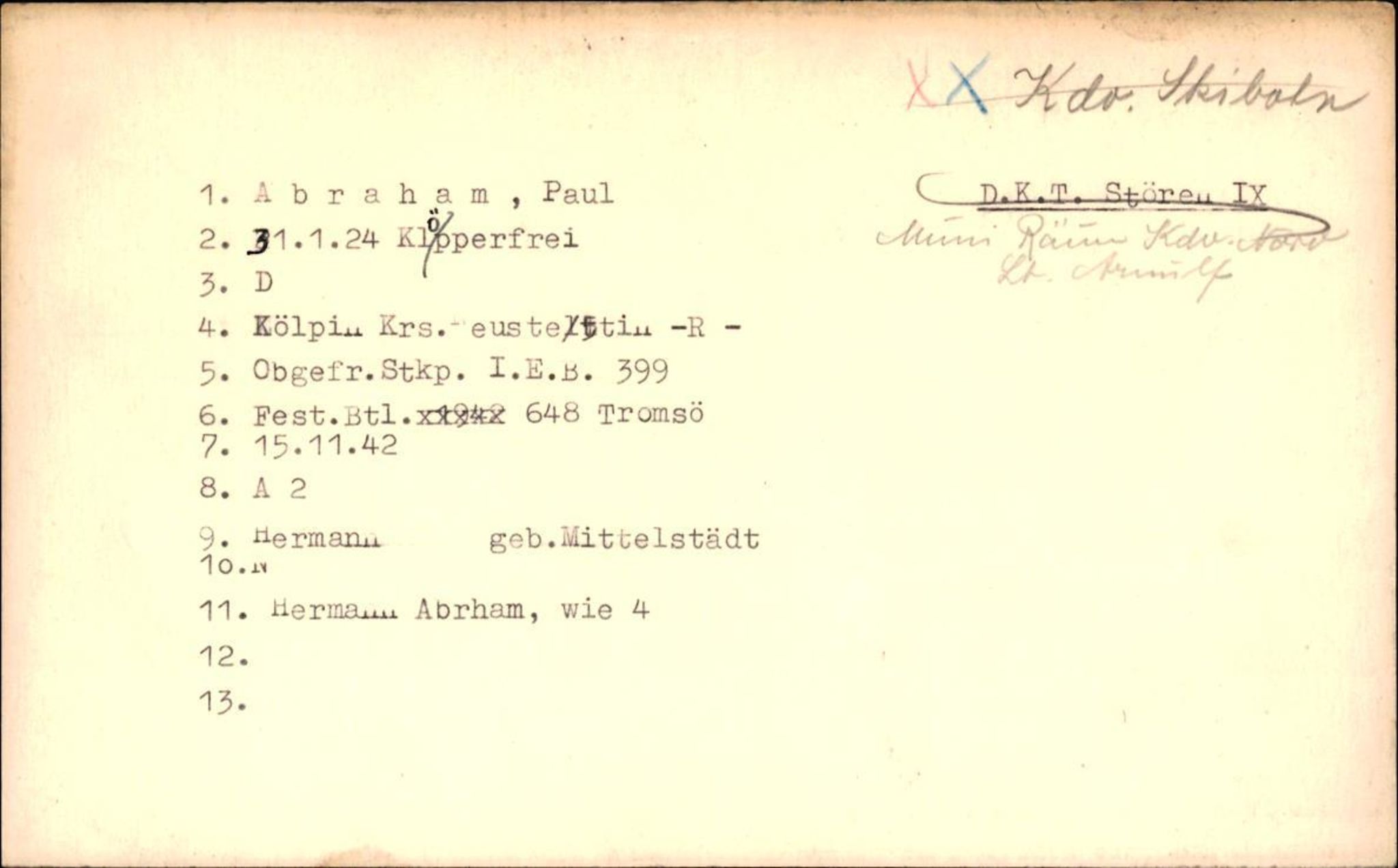 Hjemsendte tyskere , RA/RAFA-6487/D/Da/L0001: Abel- Glazel, 1945-1947, s. 2