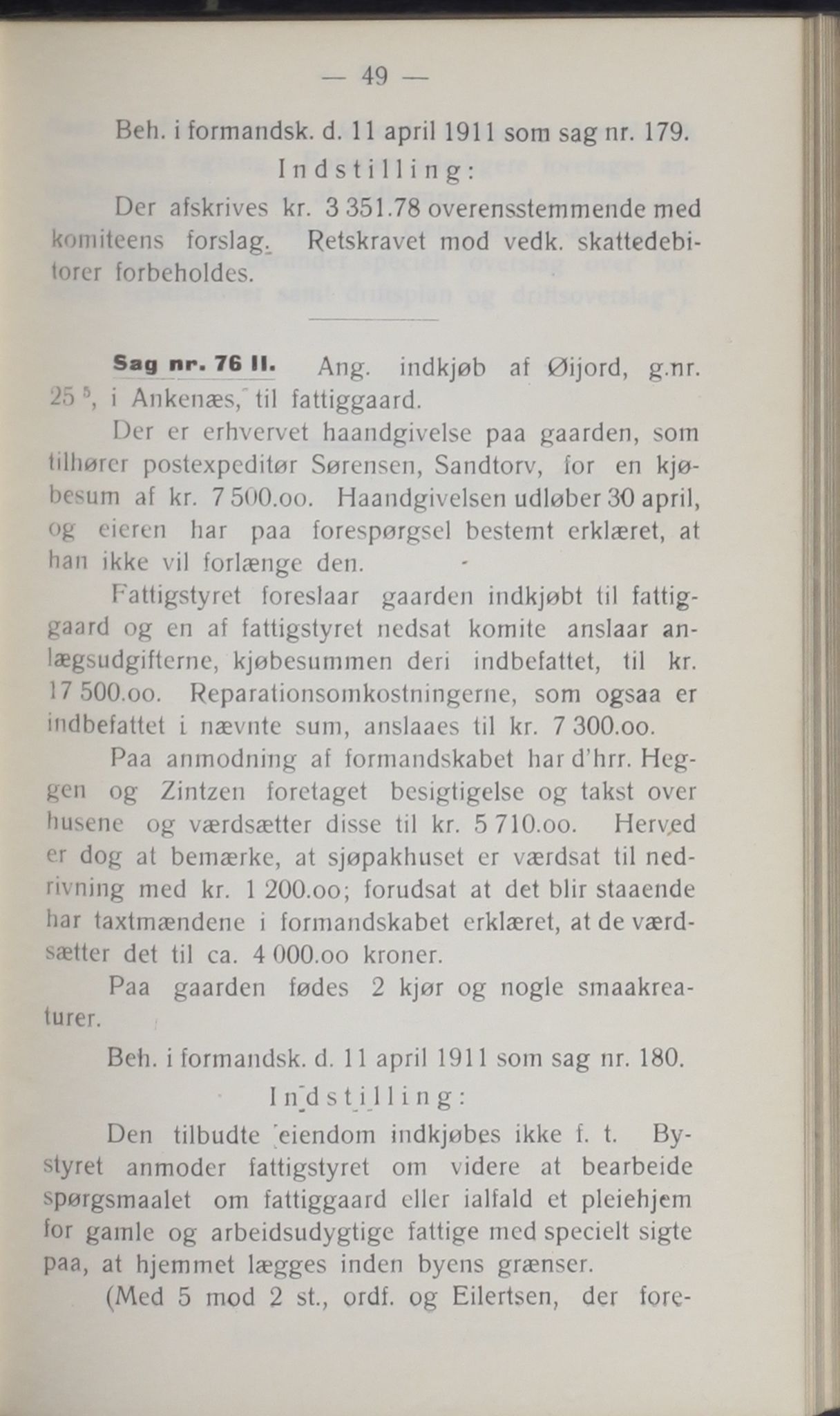 Narvik kommune. Formannskap , AIN/K-18050.150/A/Ab/L0001: Møtebok, 1911