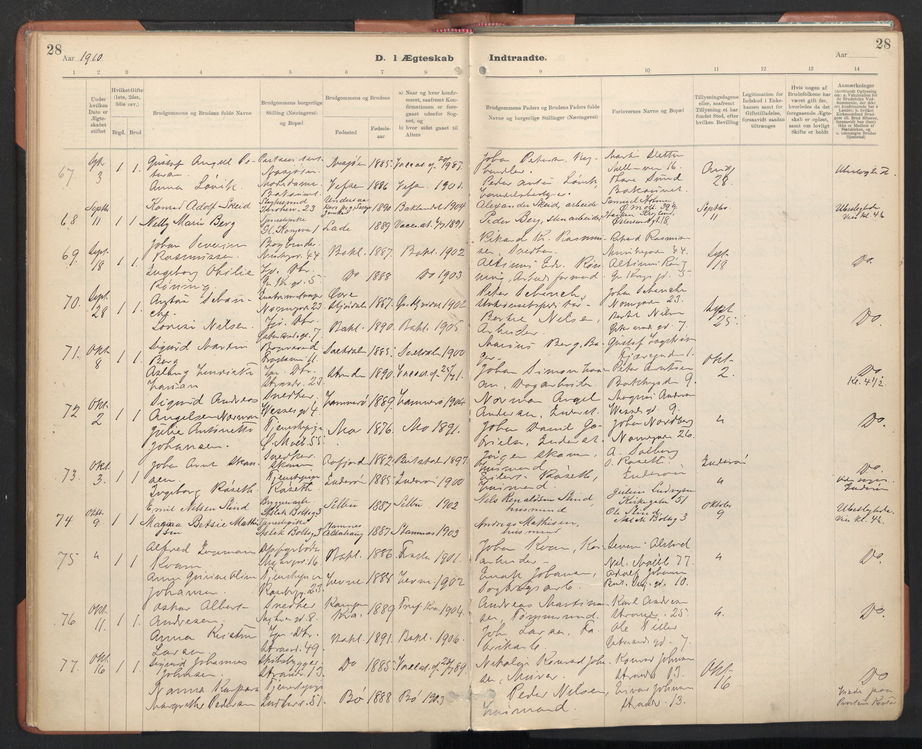 Ministerialprotokoller, klokkerbøker og fødselsregistre - Sør-Trøndelag, AV/SAT-A-1456/605/L0244: Ministerialbok nr. 605A06, 1908-1954, s. 28