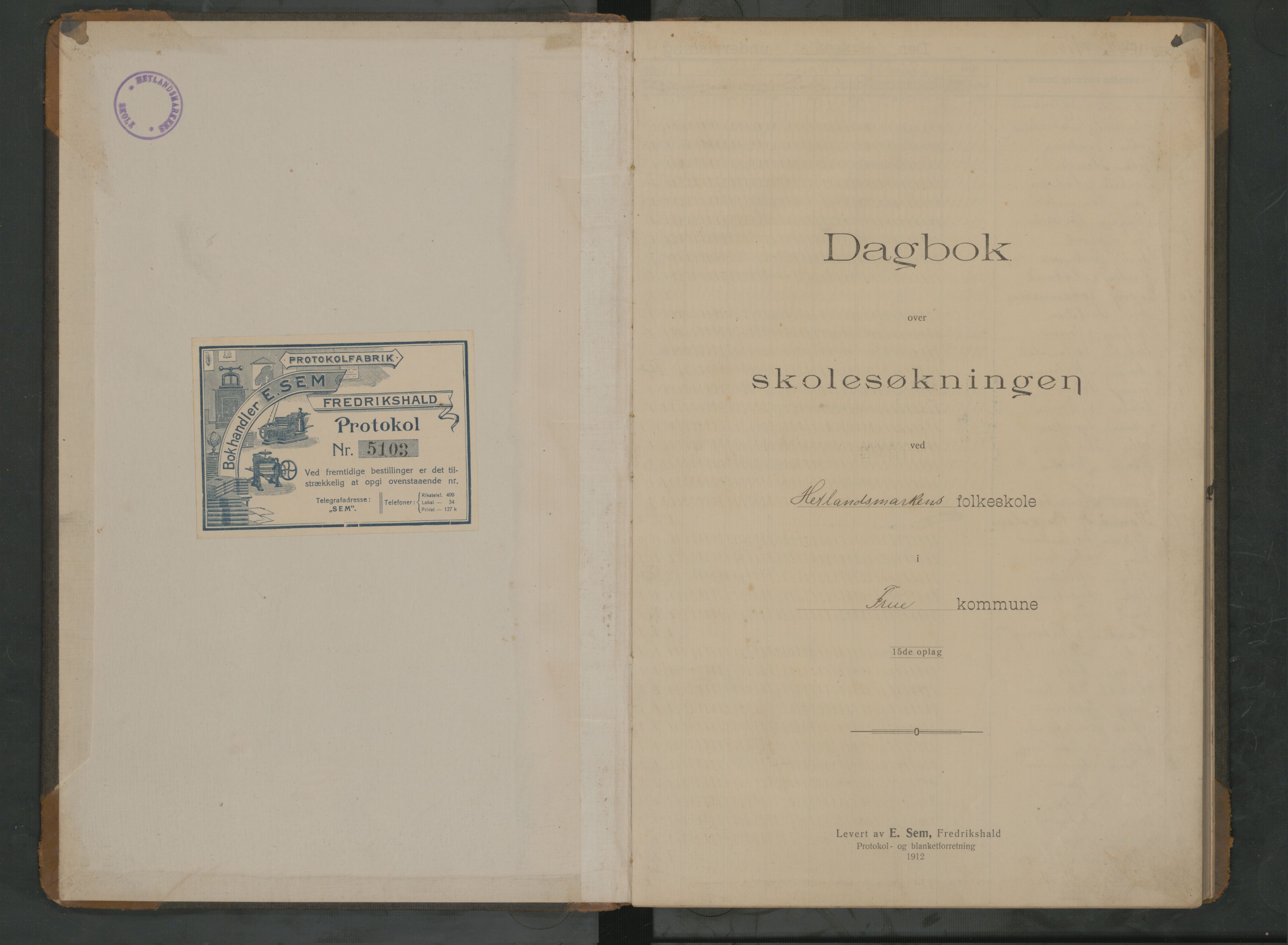 Hetland kommune. Kvaleberg skole, BYST/A-0145/G/Ga/L0010: Klassedagbok, 1914-1917