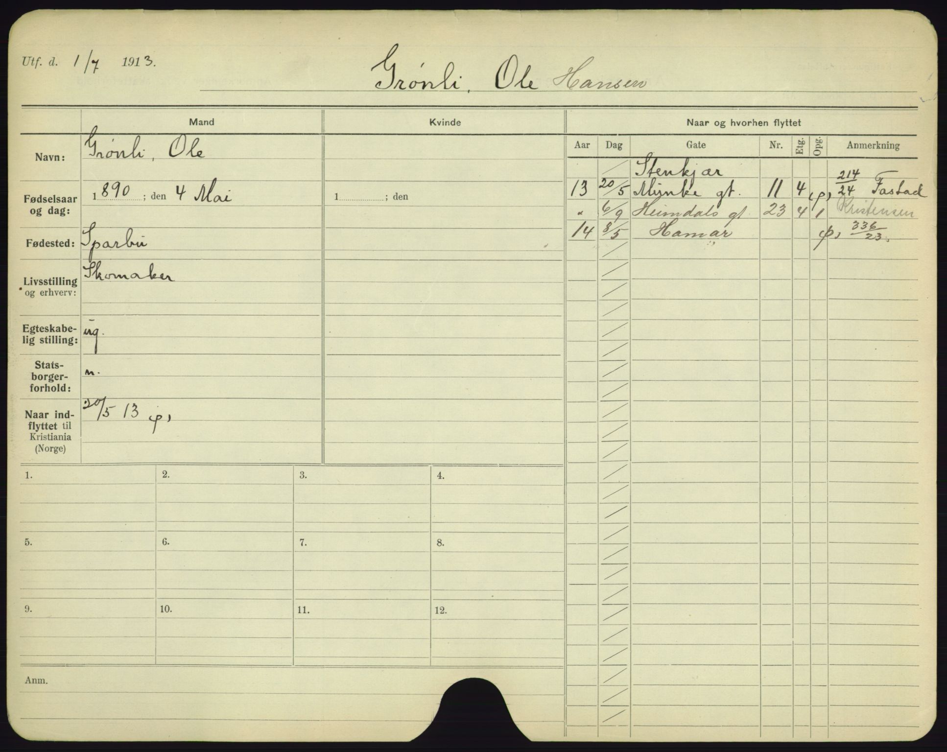 Oslo folkeregister, Registerkort, AV/SAO-A-11715/F/Fa/Fac/L0003: Menn, 1906-1914, s. 658a