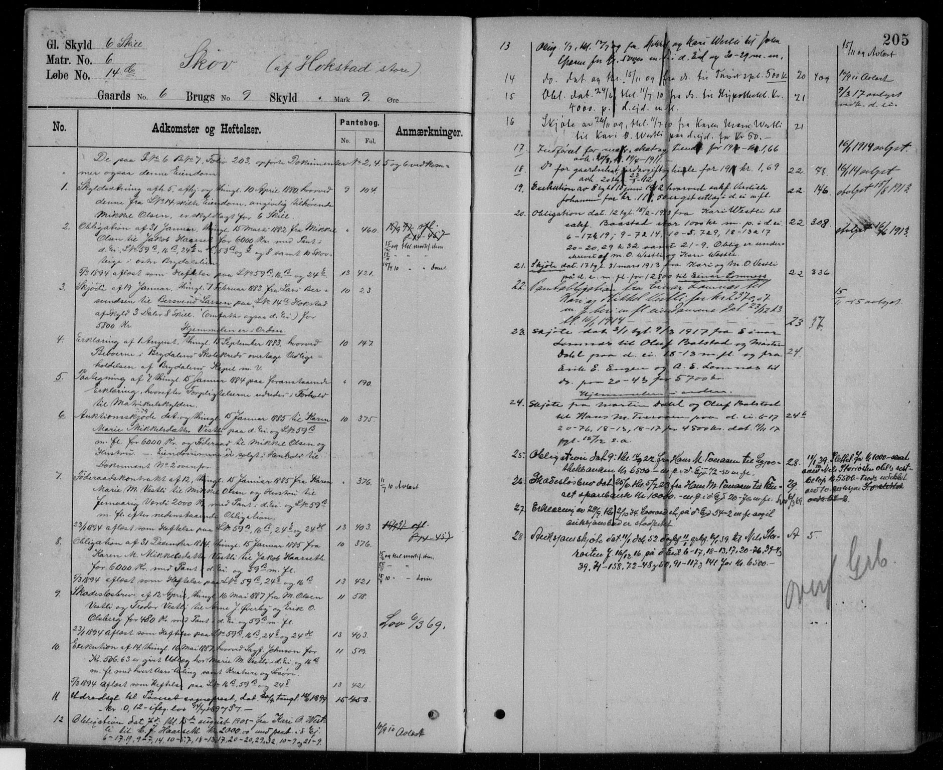 Nord-Østerdal tingrett, AV/SAH-TING-020/H/Ha/Hag/L0037: Panteregister nr. 1, 1896, s. 205