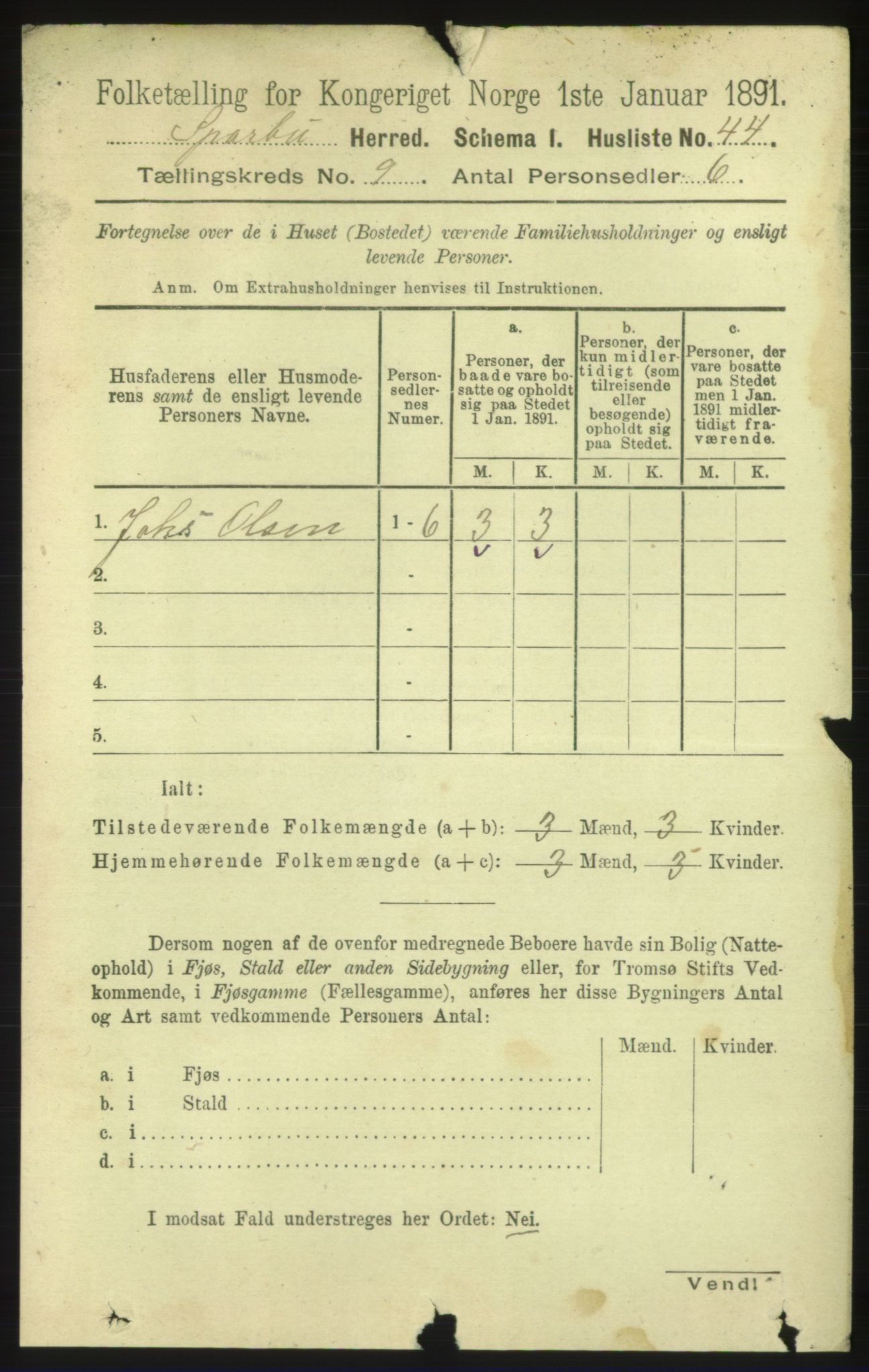 RA, Folketelling 1891 for 1731 Sparbu herred, 1891, s. 3056