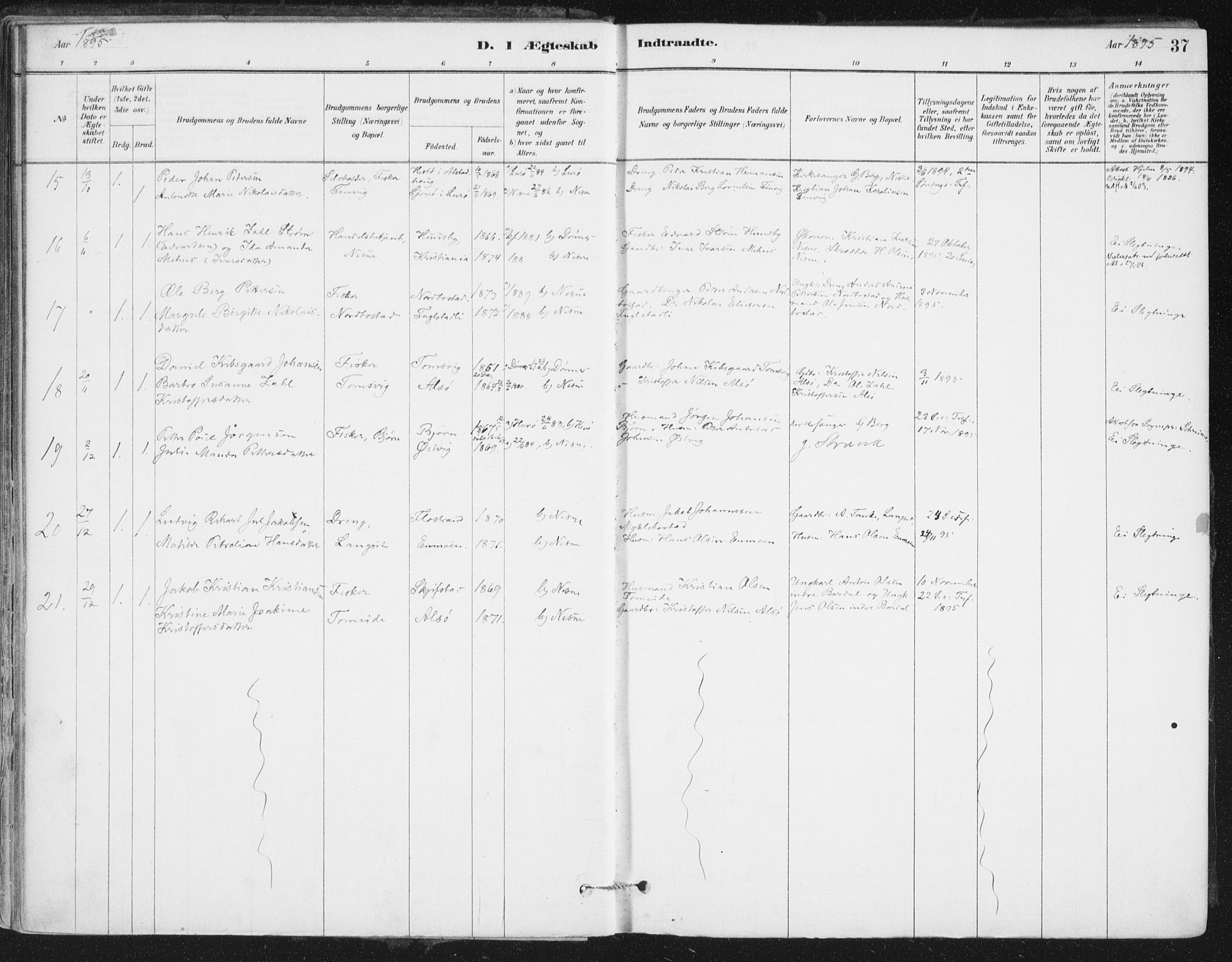 Ministerialprotokoller, klokkerbøker og fødselsregistre - Nordland, SAT/A-1459/838/L0553: Ministerialbok nr. 838A11, 1880-1910, s. 37