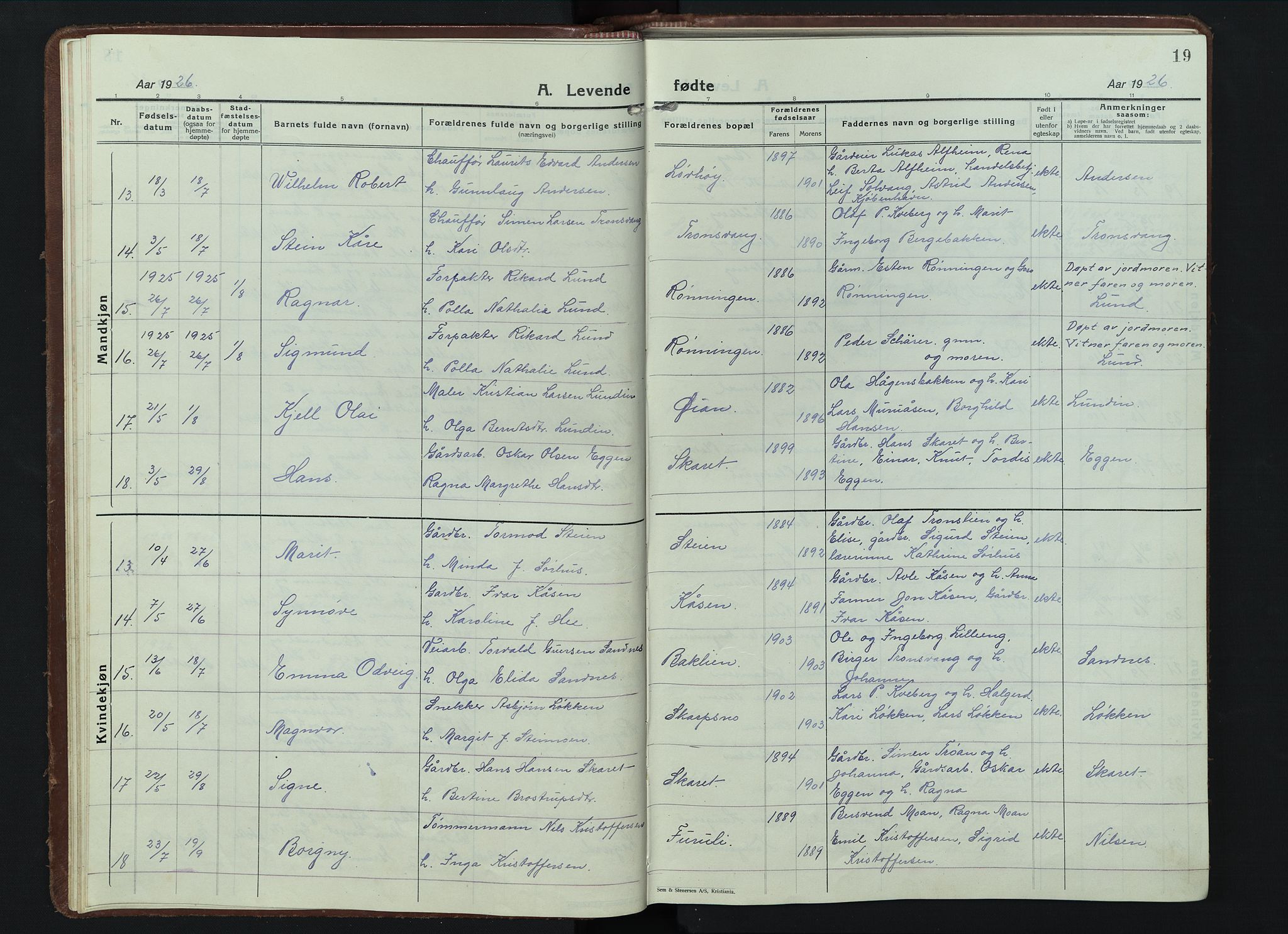 Alvdal prestekontor, AV/SAH-PREST-060/H/Ha/Hab/L0007: Klokkerbok nr. 7, 1924-1945, s. 19
