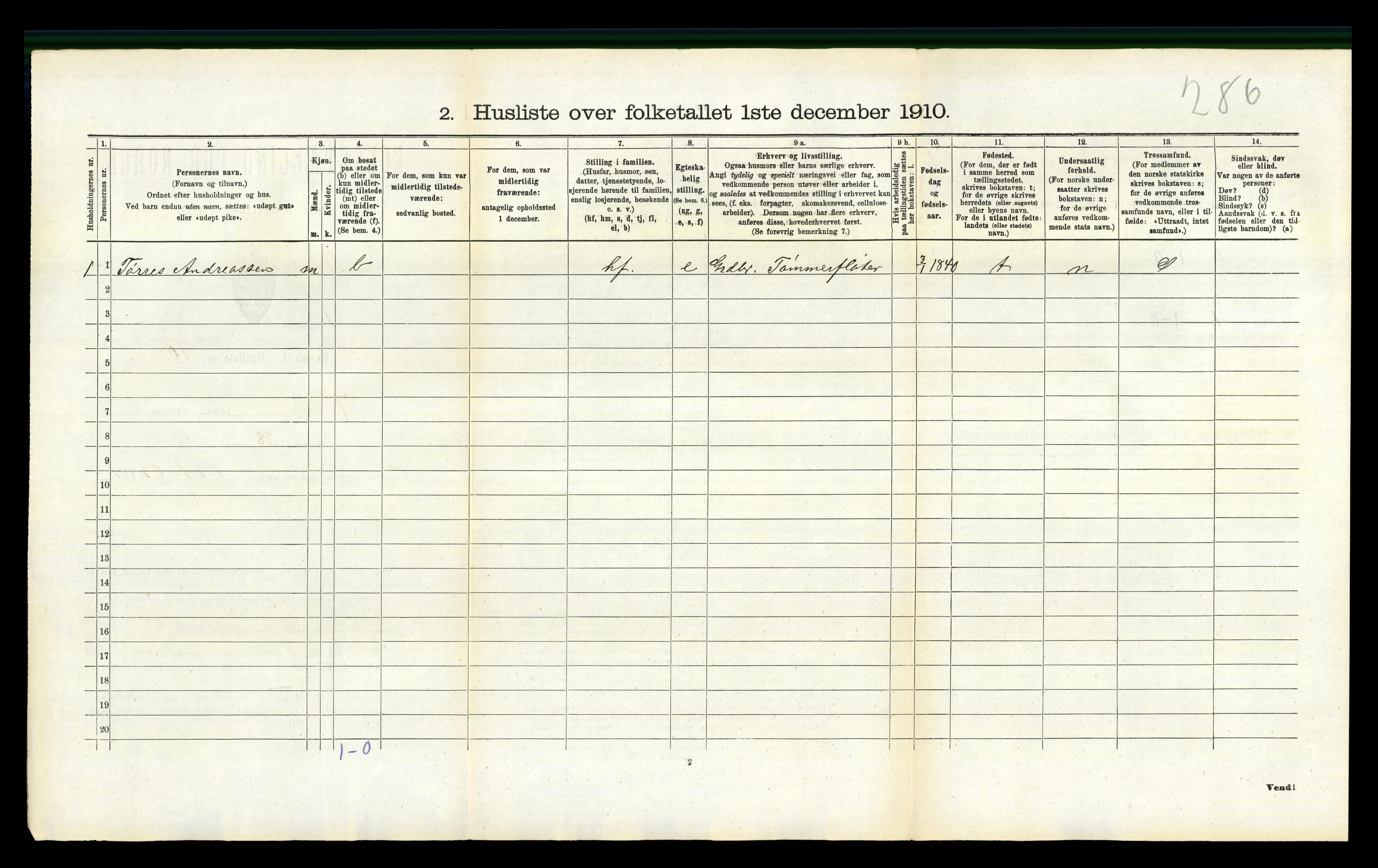 RA, Folketelling 1910 for 1020 Holum herred, 1910, s. 183