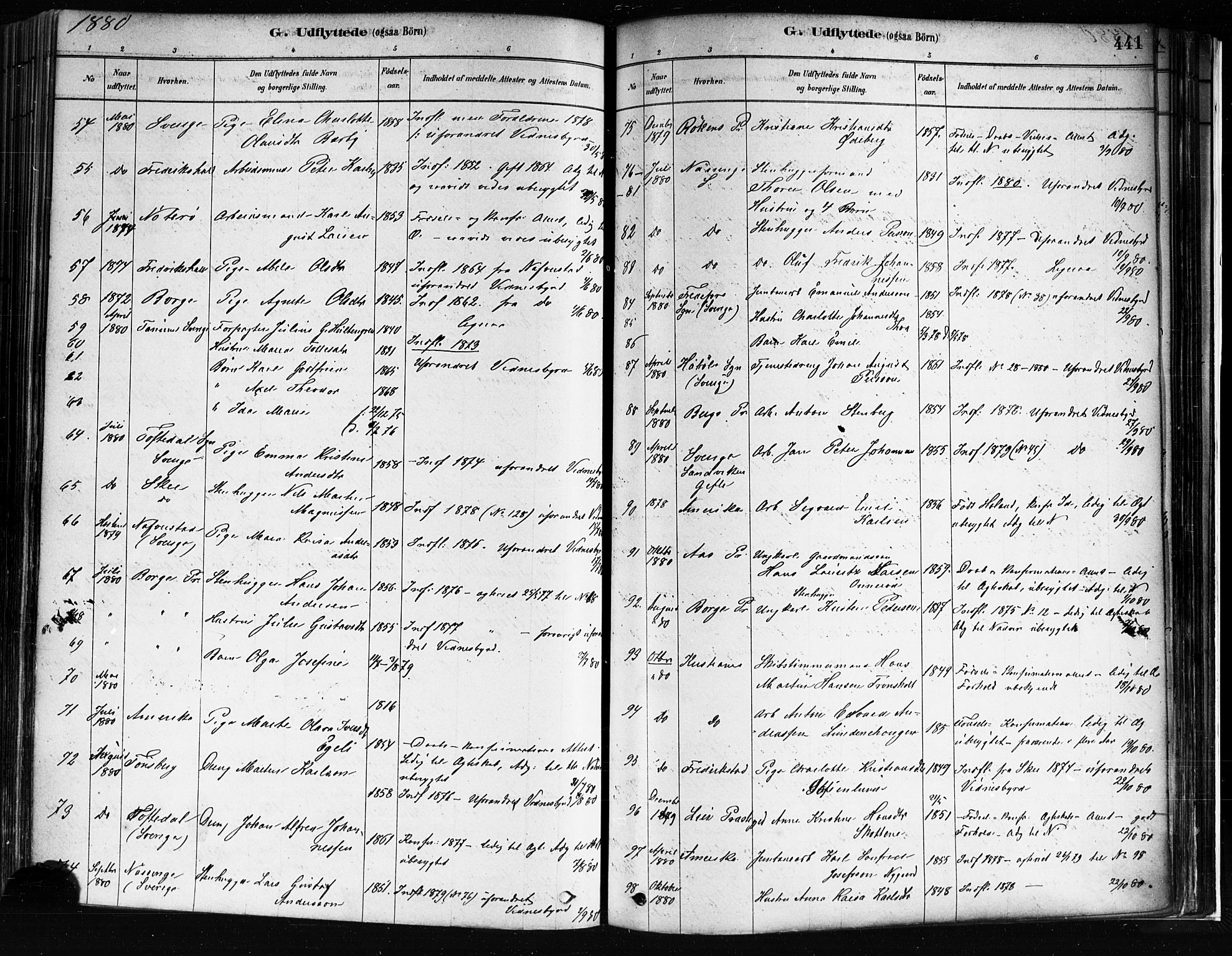 Idd prestekontor Kirkebøker, AV/SAO-A-10911/F/Fc/L0006b: Ministerialbok nr. III 6B, 1878-1903, s. 441
