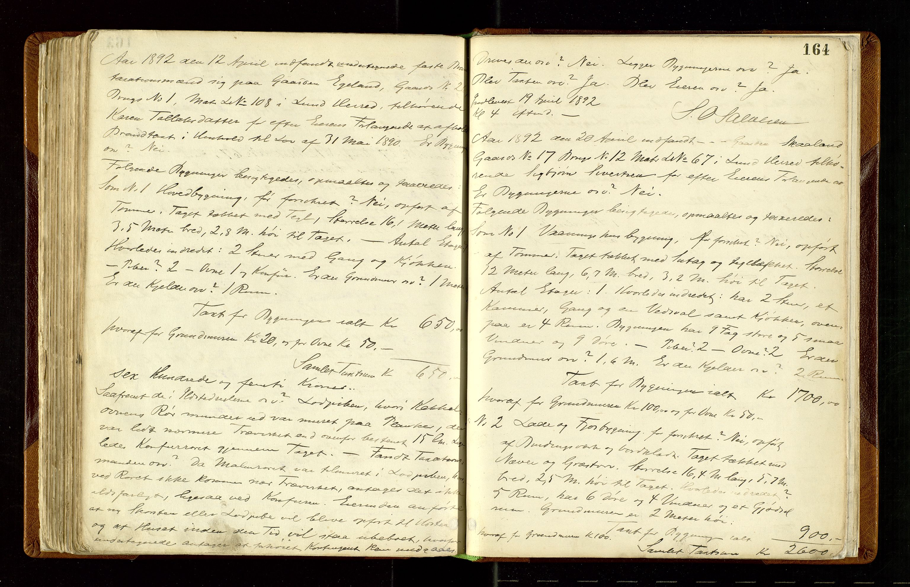 Lund lensmannskontor, AV/SAST-A-100303/Goa/L0002: Branntakstprotokoll, 1878-1893, s. 163b-164a