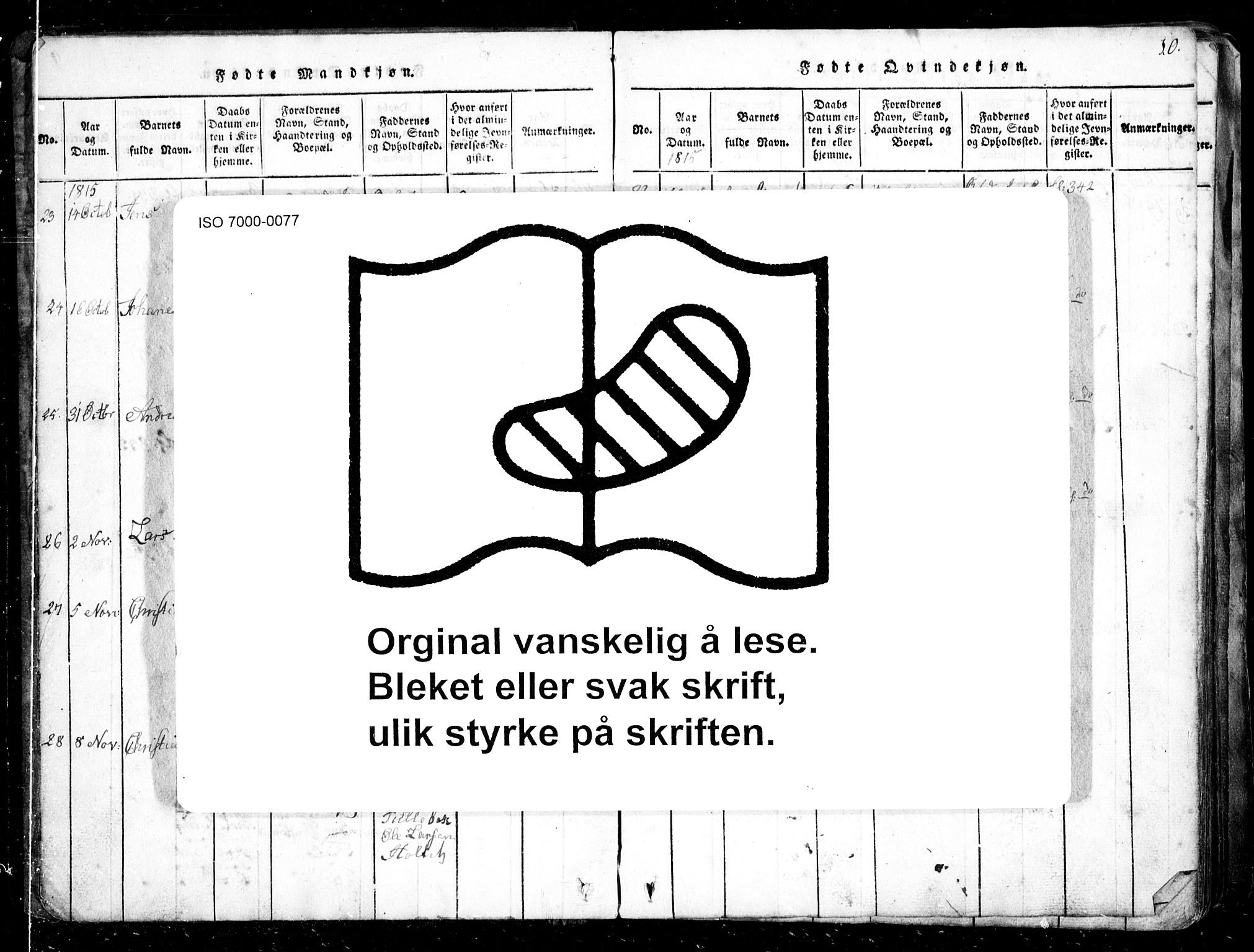 Spydeberg prestekontor Kirkebøker, AV/SAO-A-10924/G/Ga/L0001: Klokkerbok nr. I 1, 1814-1868, s. 10