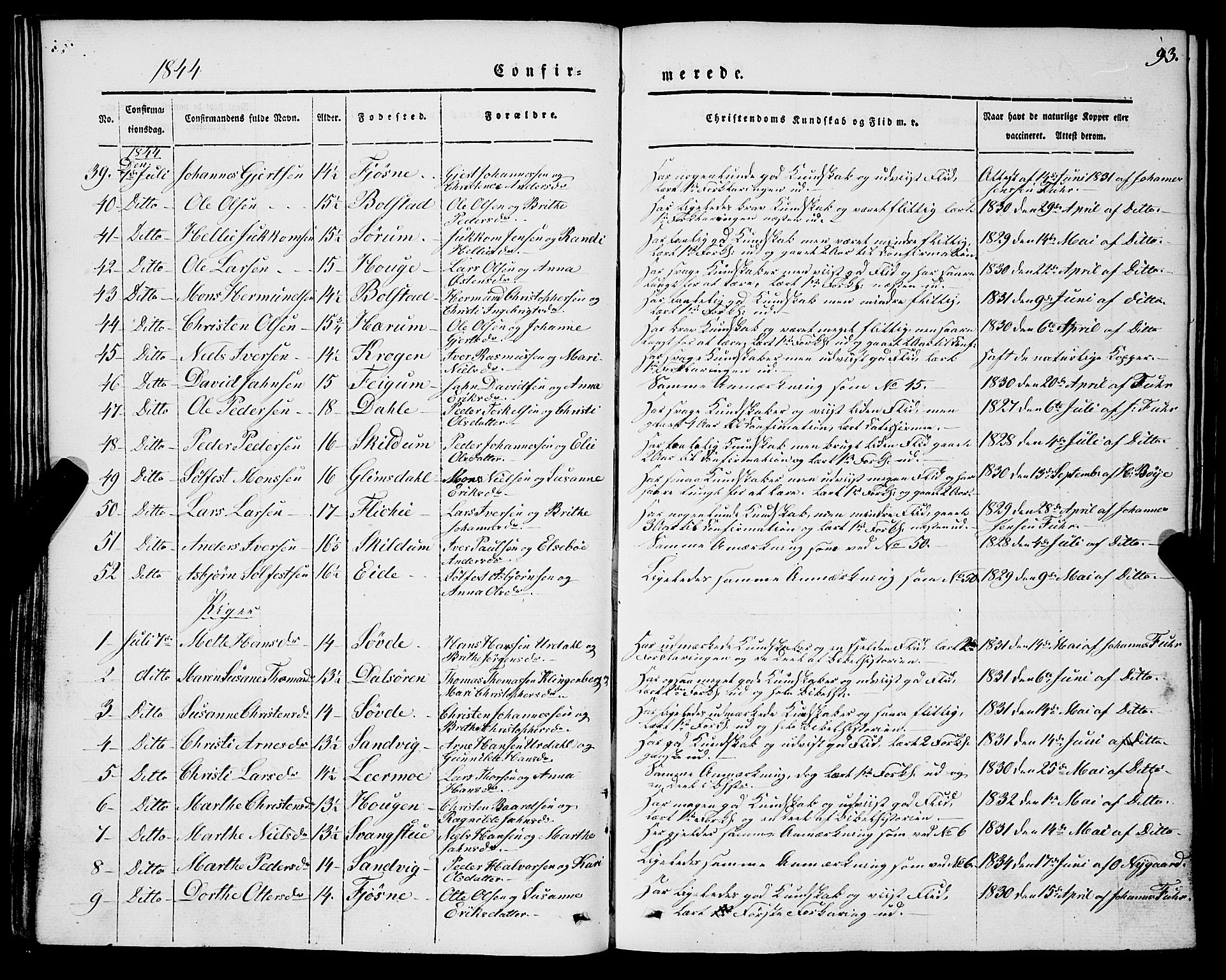 Luster sokneprestembete, AV/SAB-A-81101/H/Haa/Haaa/L0006: Ministerialbok nr. A 6, 1840-1848, s. 93