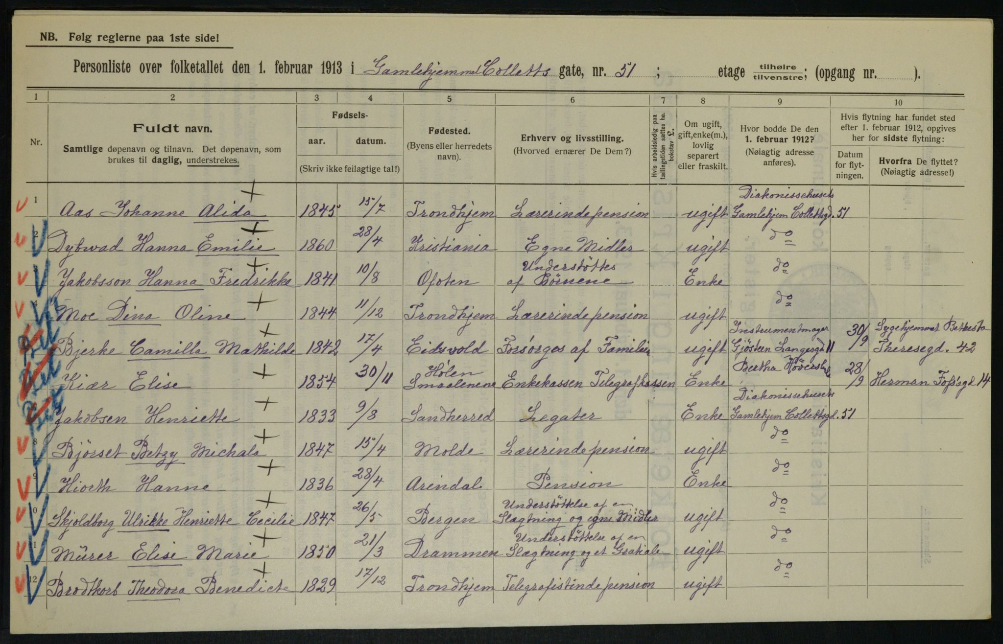 OBA, Kommunal folketelling 1.2.1913 for Kristiania, 1913, s. 13316