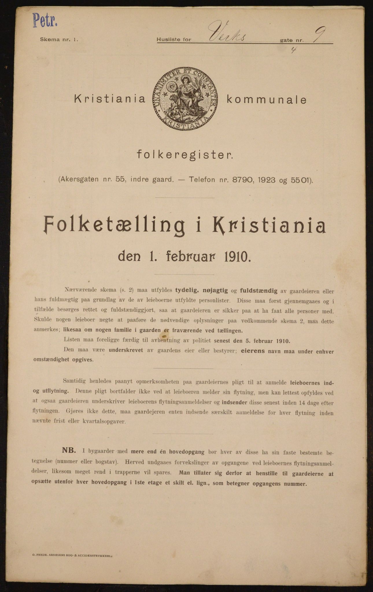 OBA, Kommunal folketelling 1.2.1910 for Kristiania, 1910, s. 115576