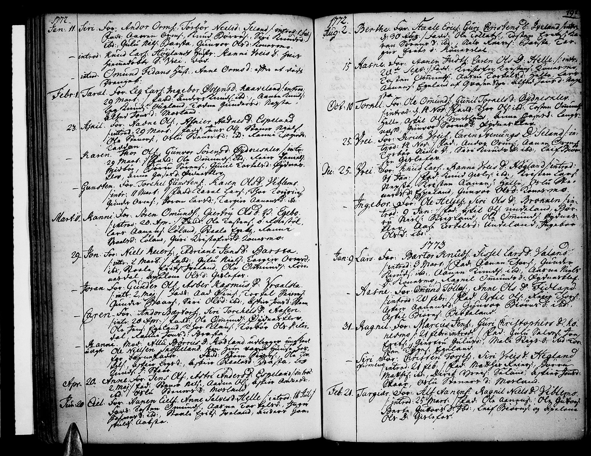 Sør-Audnedal sokneprestkontor, AV/SAK-1111-0039/F/Fa/Fab/L0002: Ministerialbok nr. A 2 /4, 1768-1814, s. 191