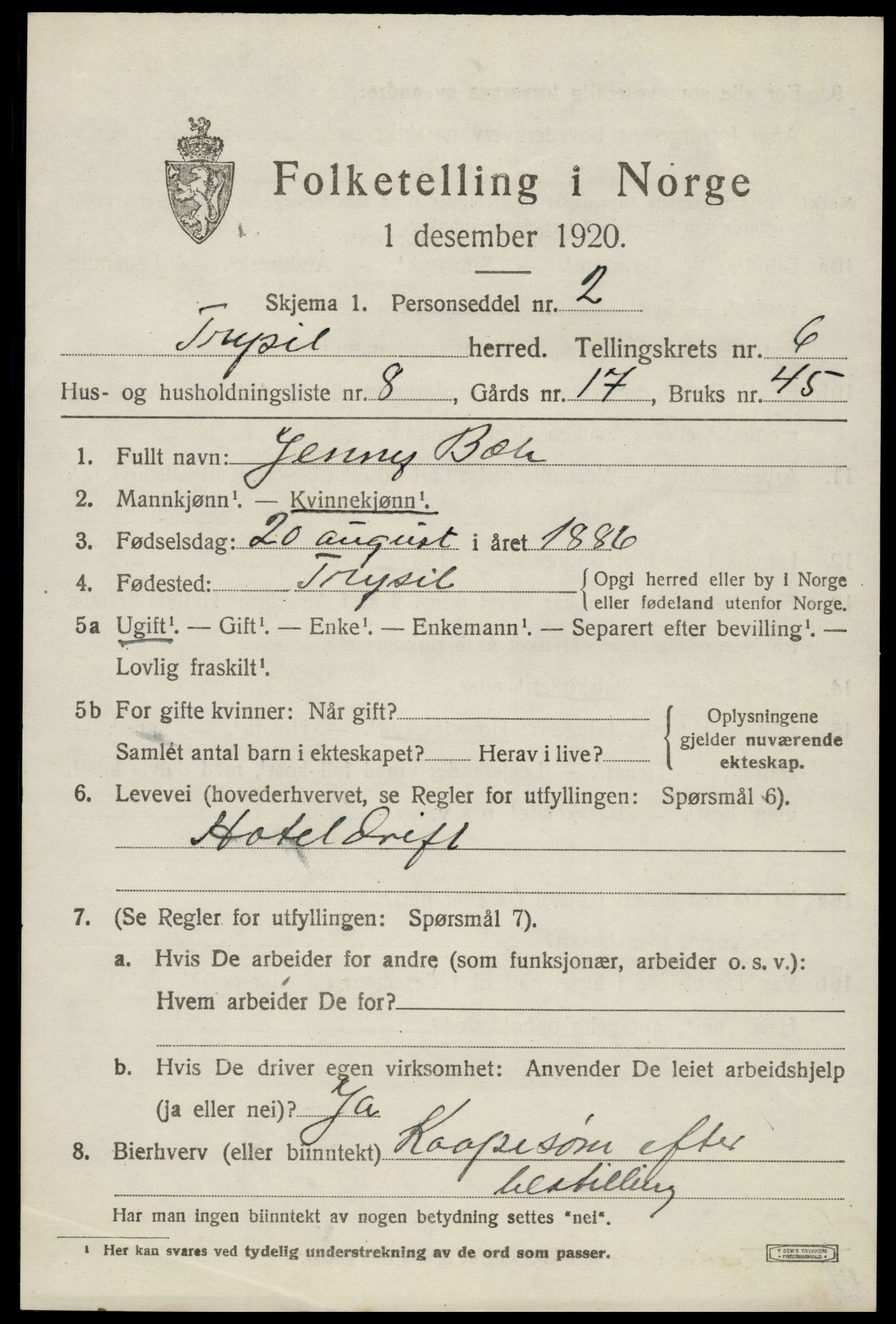 SAH, Folketelling 1920 for 0428 Trysil herred, 1920, s. 4617