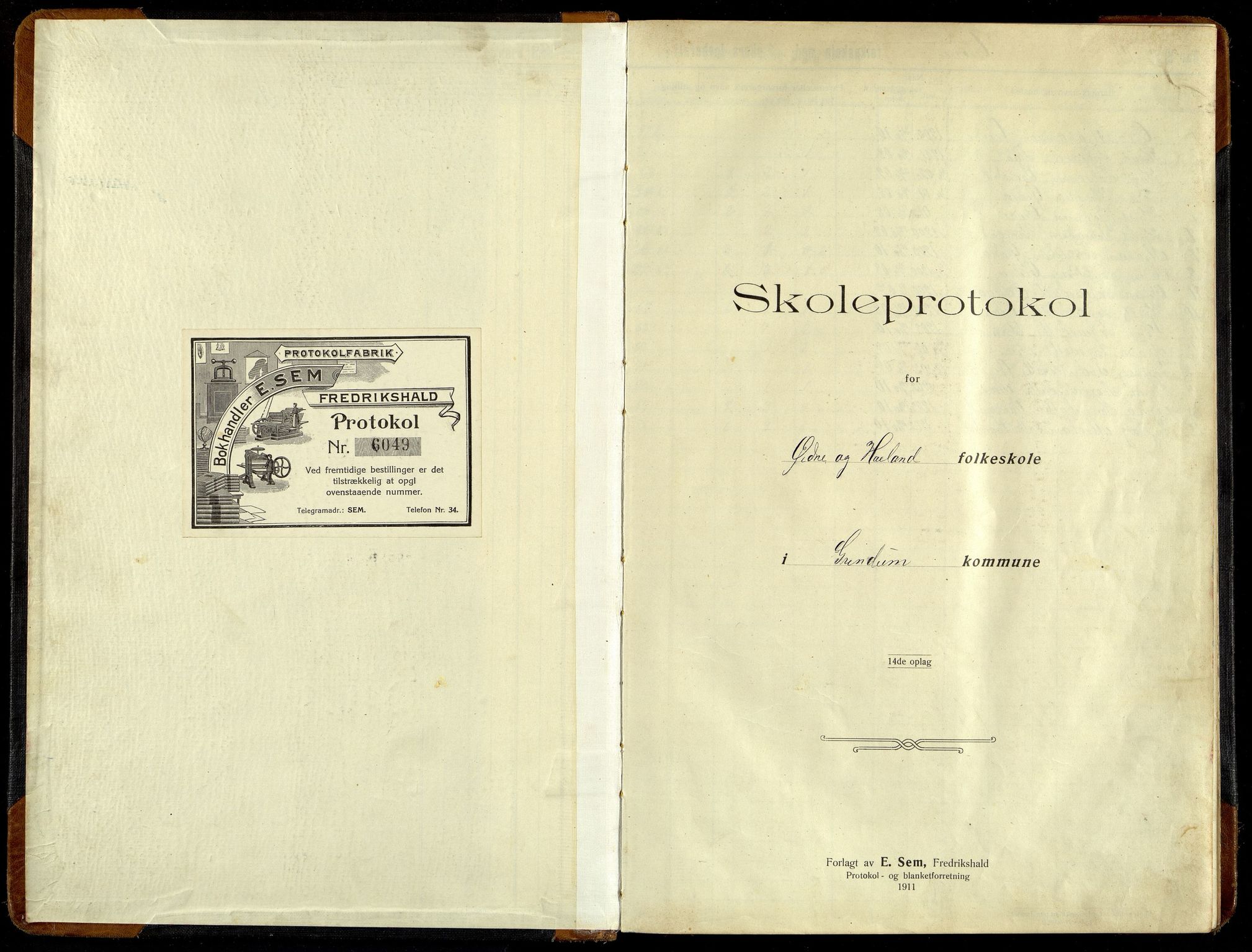 Grindheim kommune - Høyland Skolekrets, ARKSOR/1027GR551/H/L0002: Skoleprotokoll (d), 1913-1956