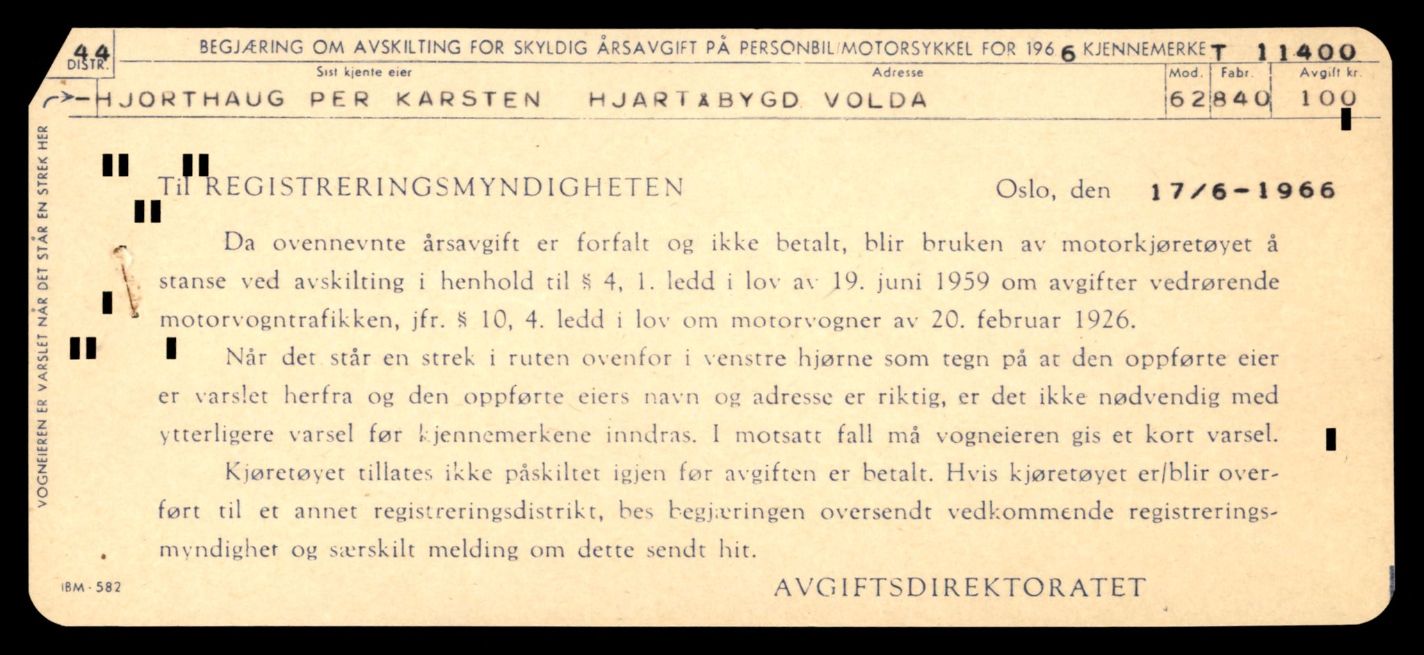 Møre og Romsdal vegkontor - Ålesund trafikkstasjon, SAT/A-4099/F/Fe/L0028: Registreringskort for kjøretøy T 11290 - T 11429, 1927-1998, s. 2465