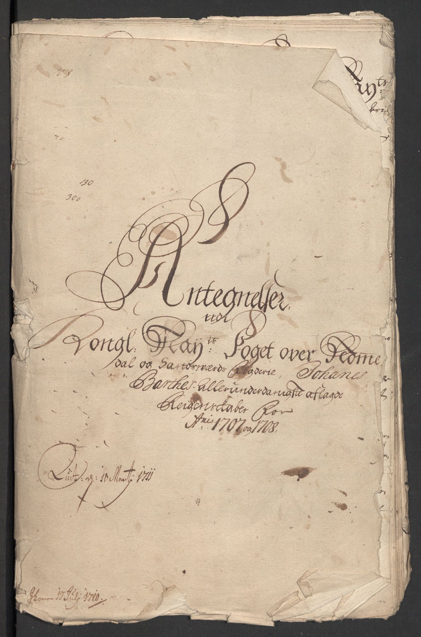 Rentekammeret inntil 1814, Reviderte regnskaper, Fogderegnskap, RA/EA-4092/R24/L1584: Fogderegnskap Numedal og Sandsvær, 1707-1708, s. 425