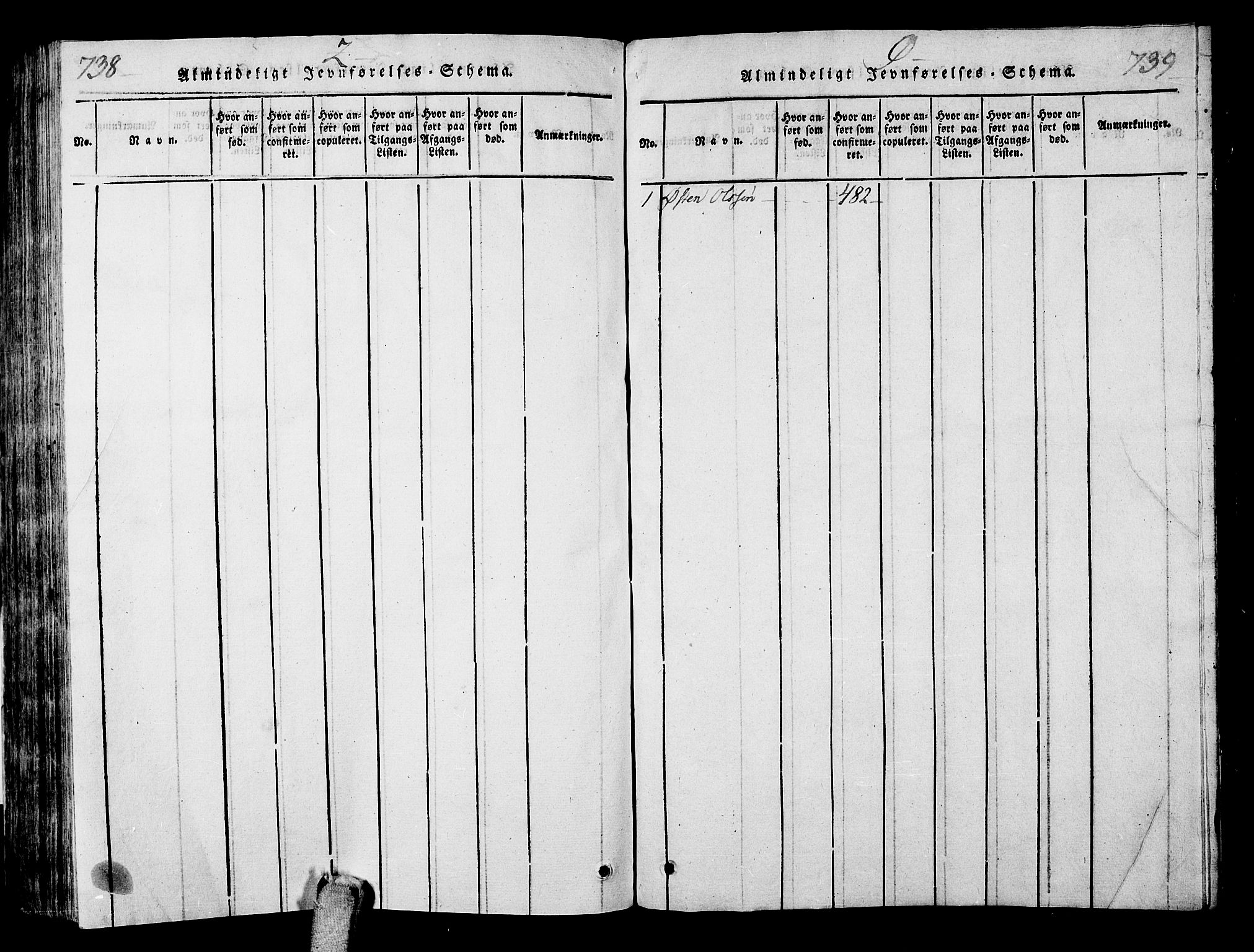 Sande Kirkebøker, AV/SAKO-A-53/G/Ga/L0001: Klokkerbok nr. 1, 1814-1847, s. 738-739