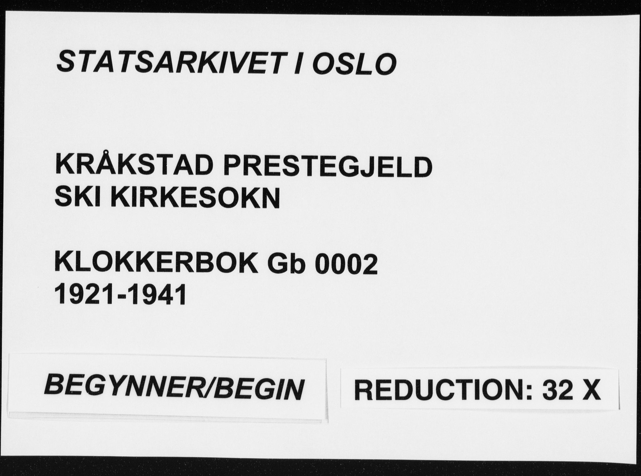 Kråkstad prestekontor Kirkebøker, SAO/A-10125a/G/Gb/L0002: Klokkerbok nr. II 2, 1921-1941