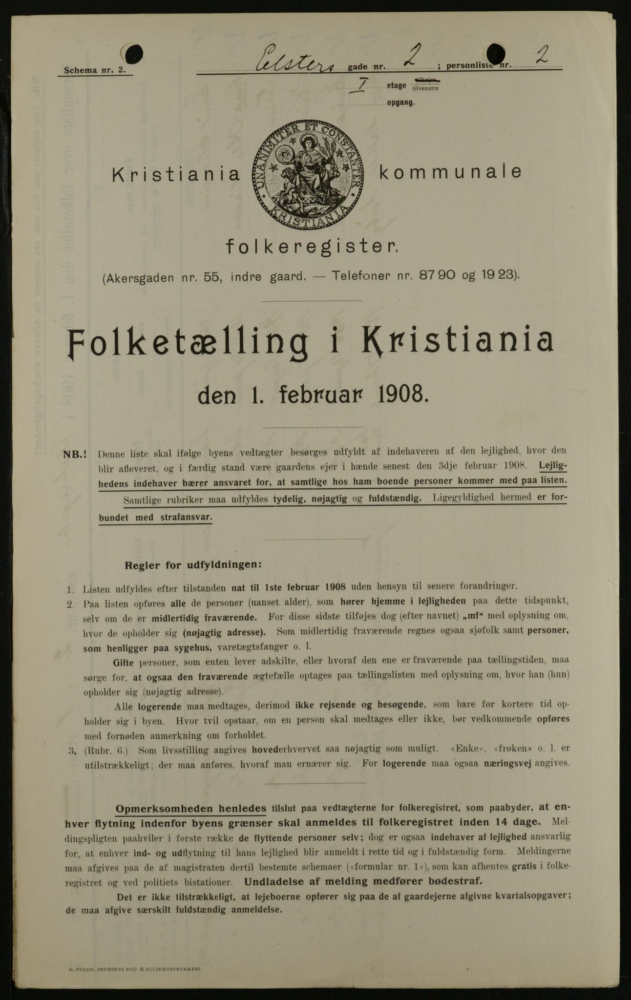 OBA, Kommunal folketelling 1.2.1908 for Kristiania kjøpstad, 1908, s. 19018