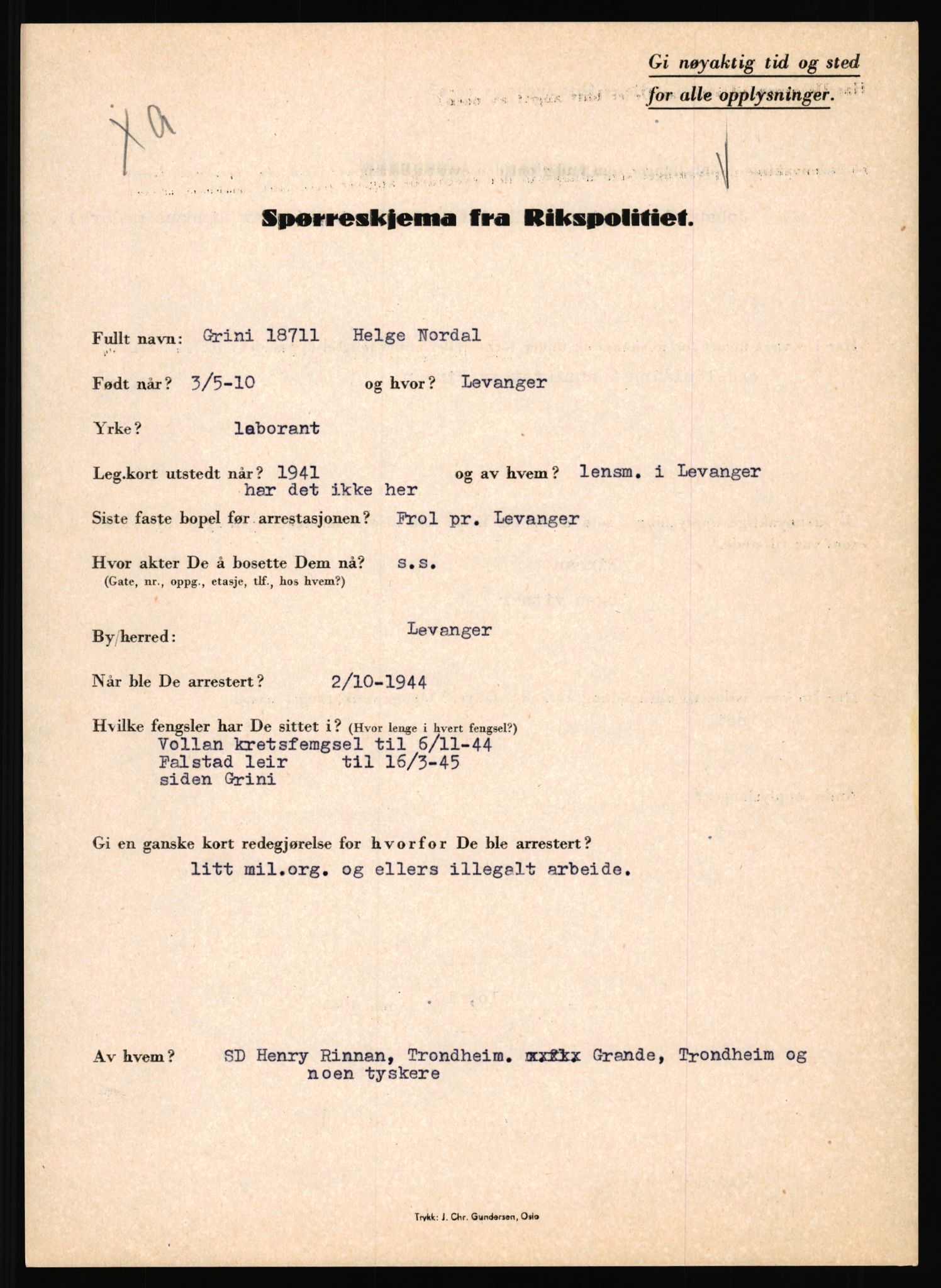 Rikspolitisjefen, AV/RA-S-1560/L/L0012: Mogensen, Øivind - Noraas, Lars, 1940-1945, s. 958