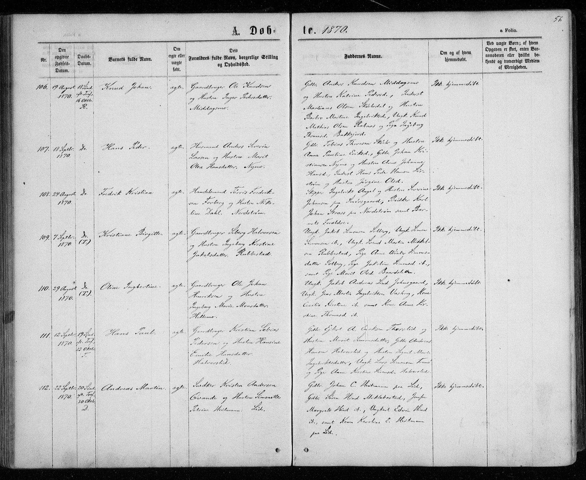 Tranøy sokneprestkontor, AV/SATØ-S-1313/I/Ia/Iaa/L0008kirke: Ministerialbok nr. 8, 1867-1877, s. 56