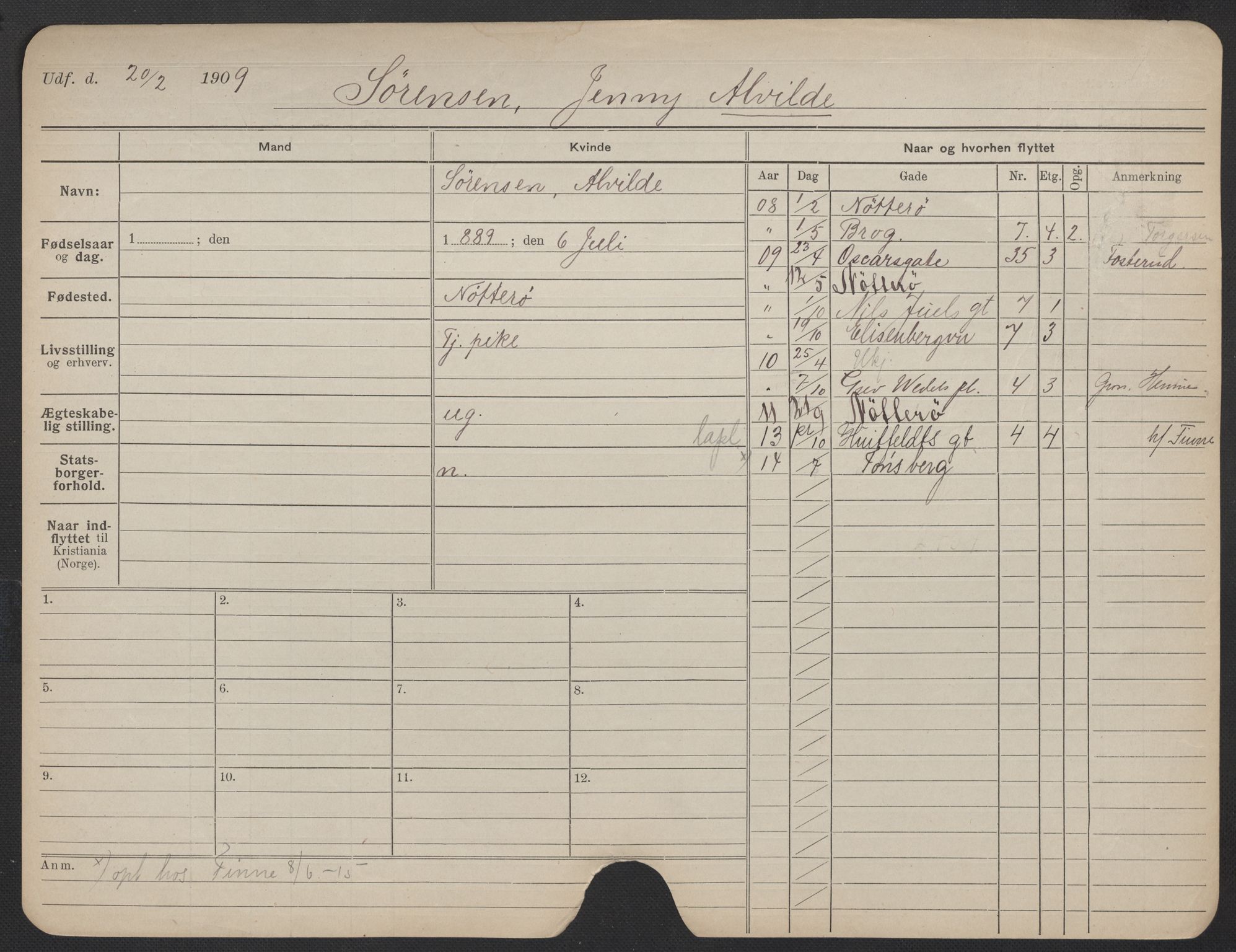Oslo folkeregister, Registerkort, AV/SAO-A-11715/F/Fa/Fac/L0024: Kvinner, 1906-1914, s. 859a