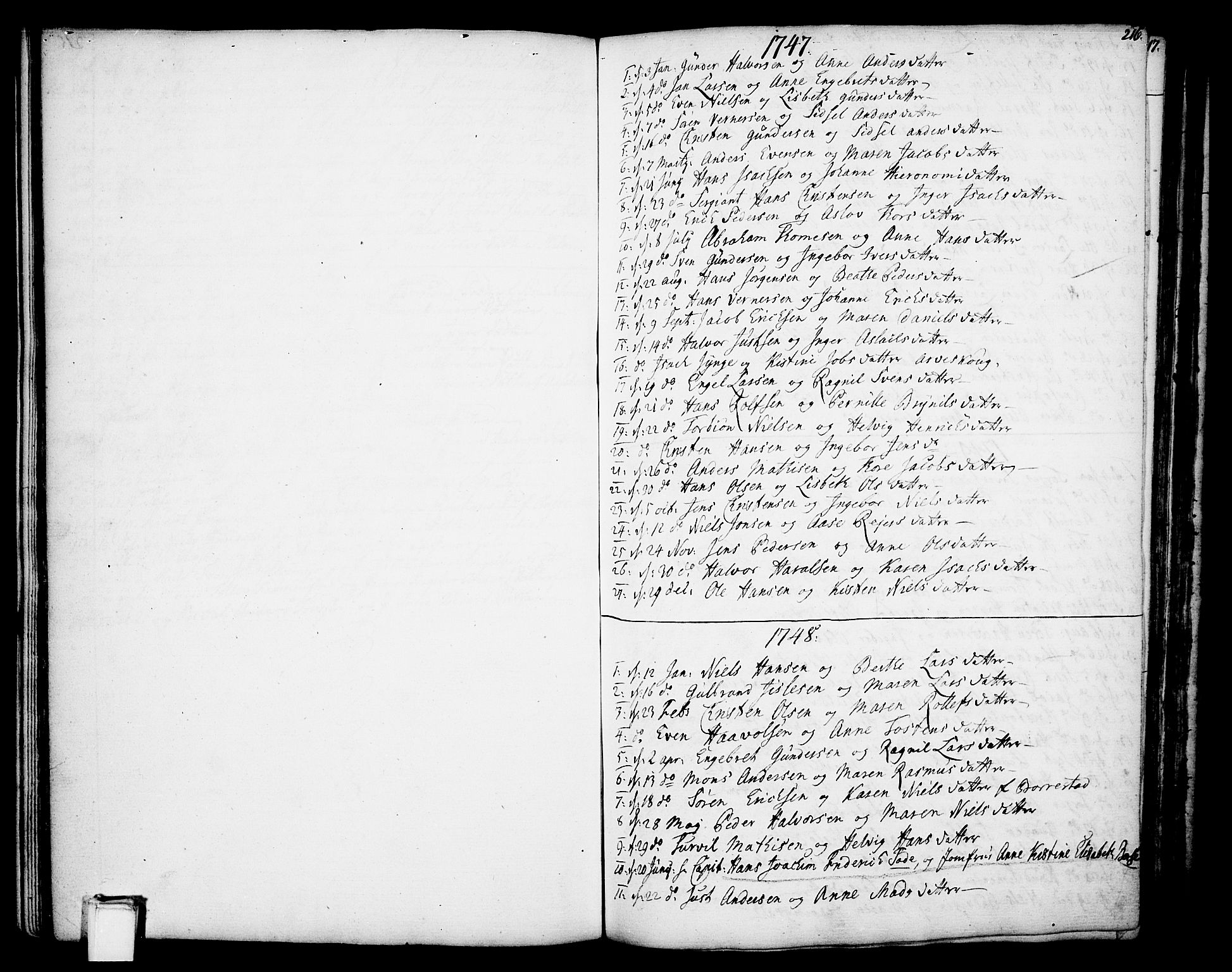 Gjerpen kirkebøker, AV/SAKO-A-265/F/Fa/L0002: Ministerialbok nr. I 2, 1747-1795, s. 216