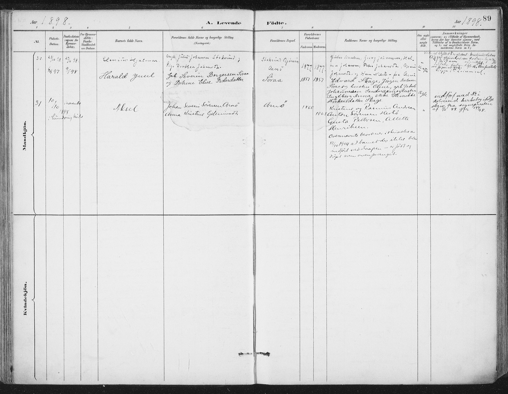 Ministerialprotokoller, klokkerbøker og fødselsregistre - Nord-Trøndelag, AV/SAT-A-1458/784/L0673: Ministerialbok nr. 784A08, 1888-1899, s. 89