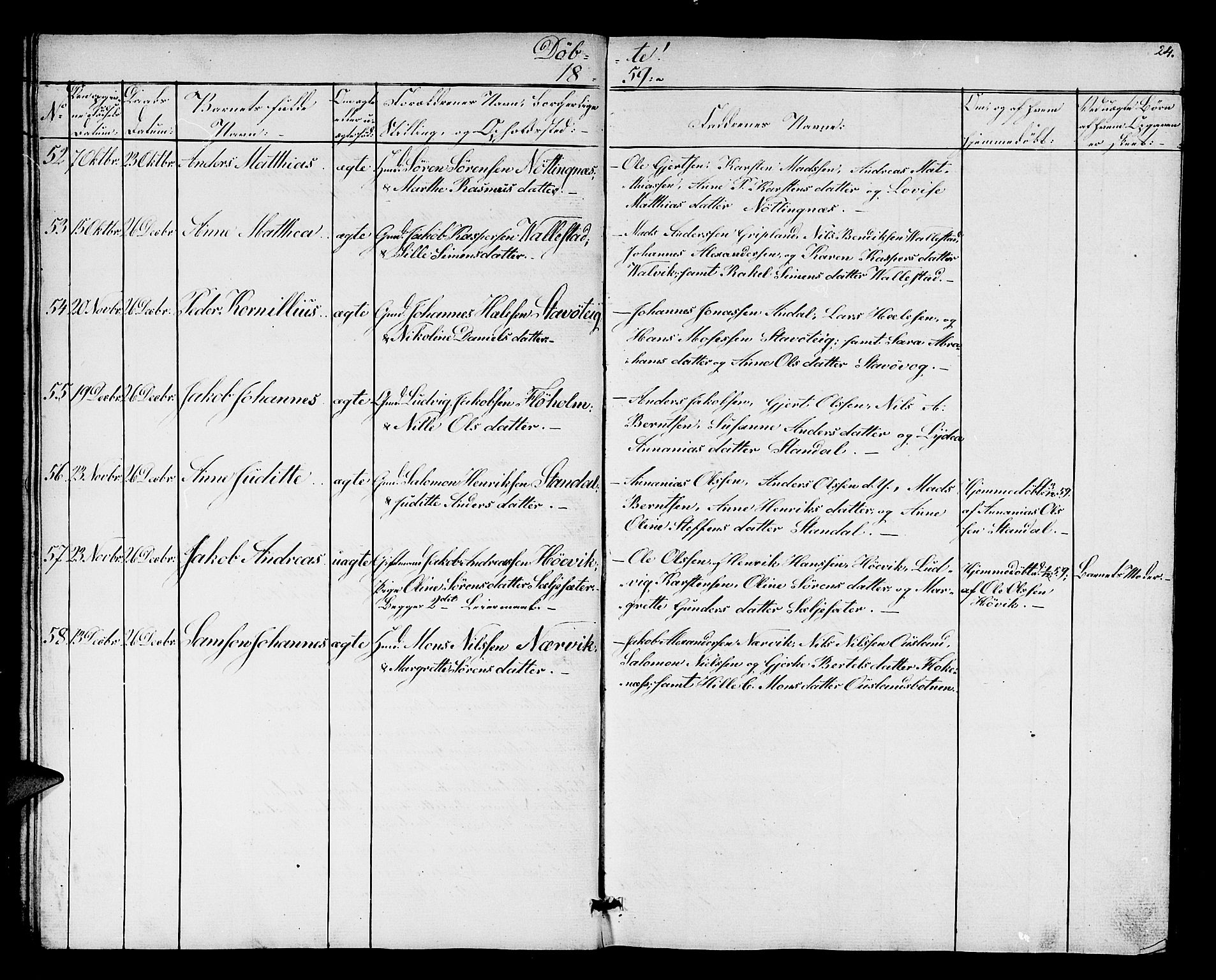 Kinn sokneprestembete, AV/SAB-A-80801/H/Hab/Habc/L0001: Klokkerbok nr. C 1, 1854-1868, s. 24