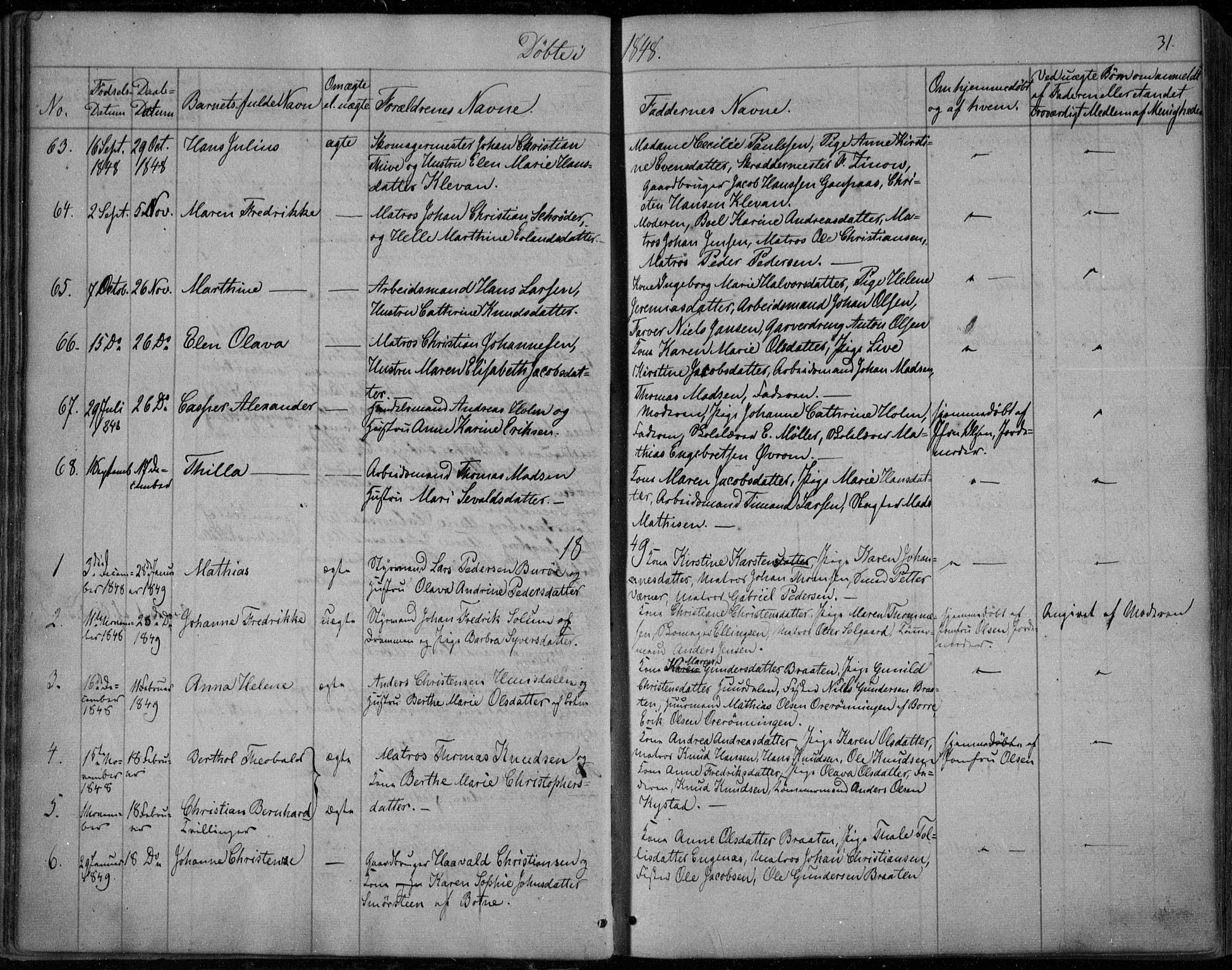 Holmestrand kirkebøker, AV/SAKO-A-346/F/Fa/L0002: Ministerialbok nr. 2, 1840-1866, s. 31