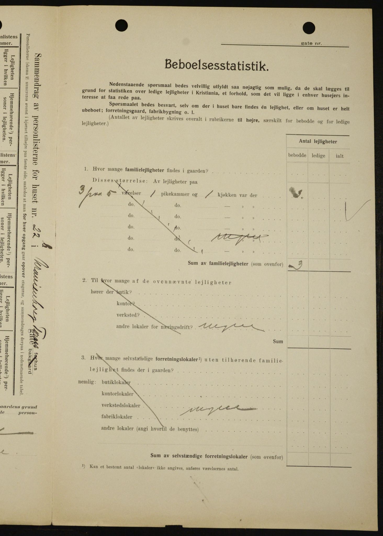 OBA, Kommunal folketelling 1.2.1909 for Kristiania kjøpstad, 1909, s. 109156