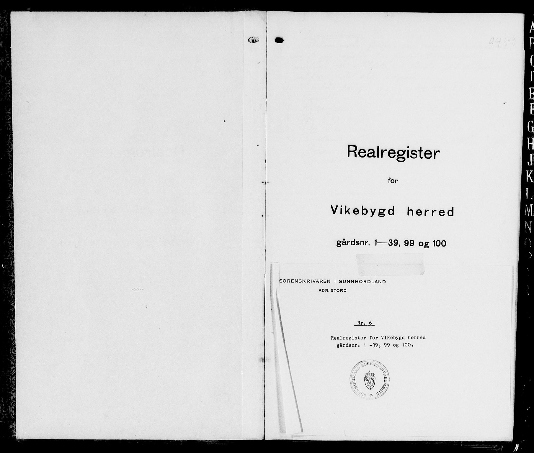 Sunnhordland sorenskrivar, SAB/A-2401/1/G/Ga/Gaj/L0001: Panteregister nr. II.A.j.1, 1921-1955
