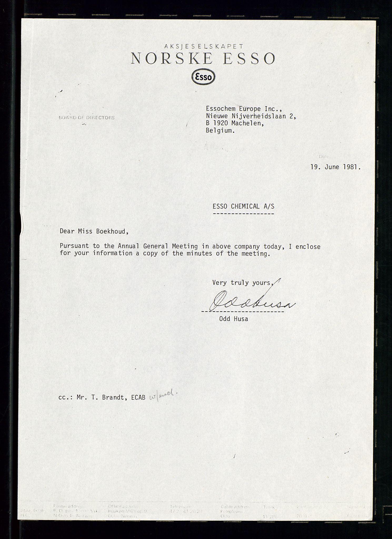 PA 1538 - Exxon Chemical Norge A/S, AV/SAST-A-101958/A/Aa/L0001/0003: Generalforsamlinger og styreprotokoller / Generalforsamlinger, 1980-1982