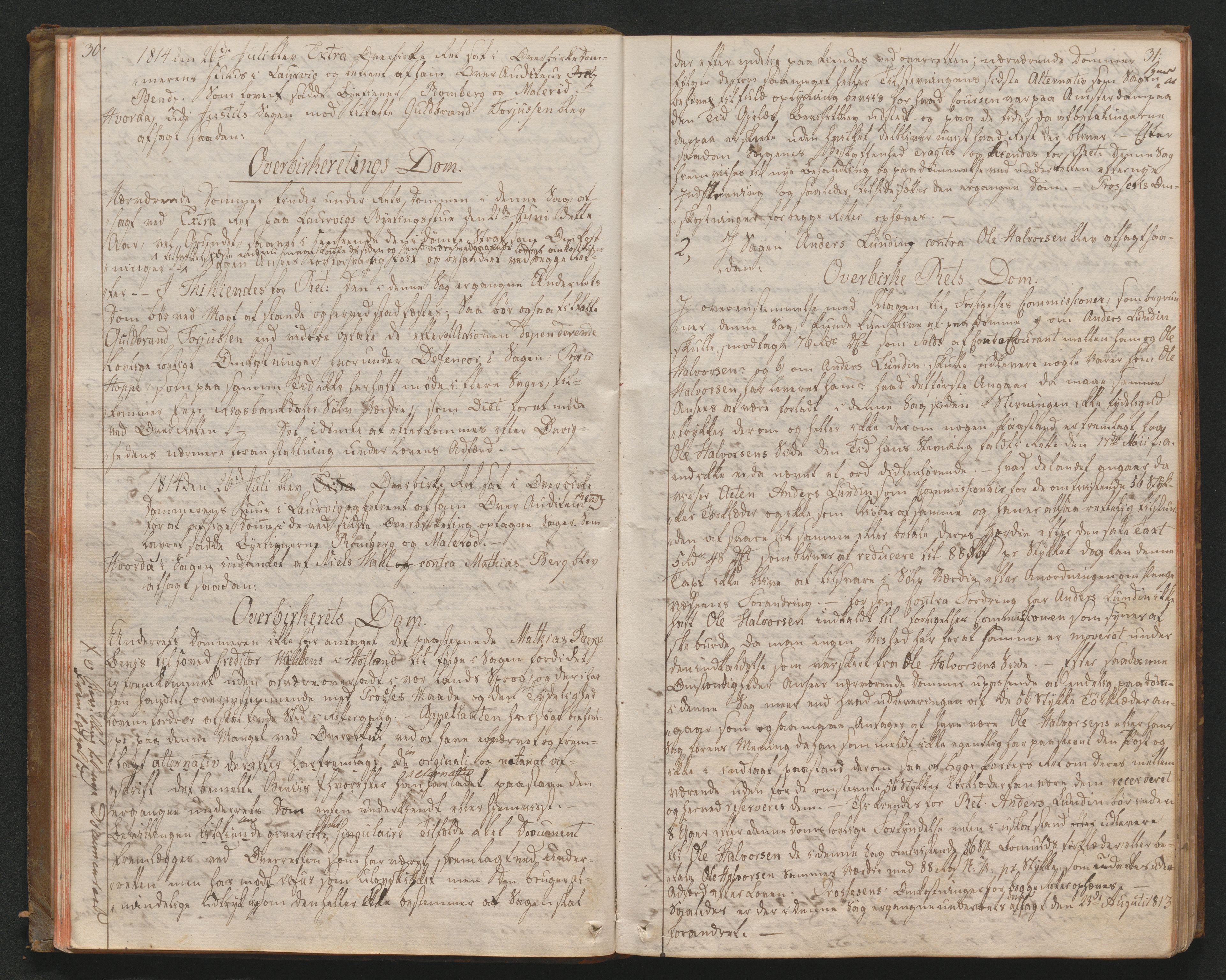Larvik overbirkerett, AV/SAKO-A-802/F/Fa/L0009: Tingbok, 1813-1821, s. 30-31