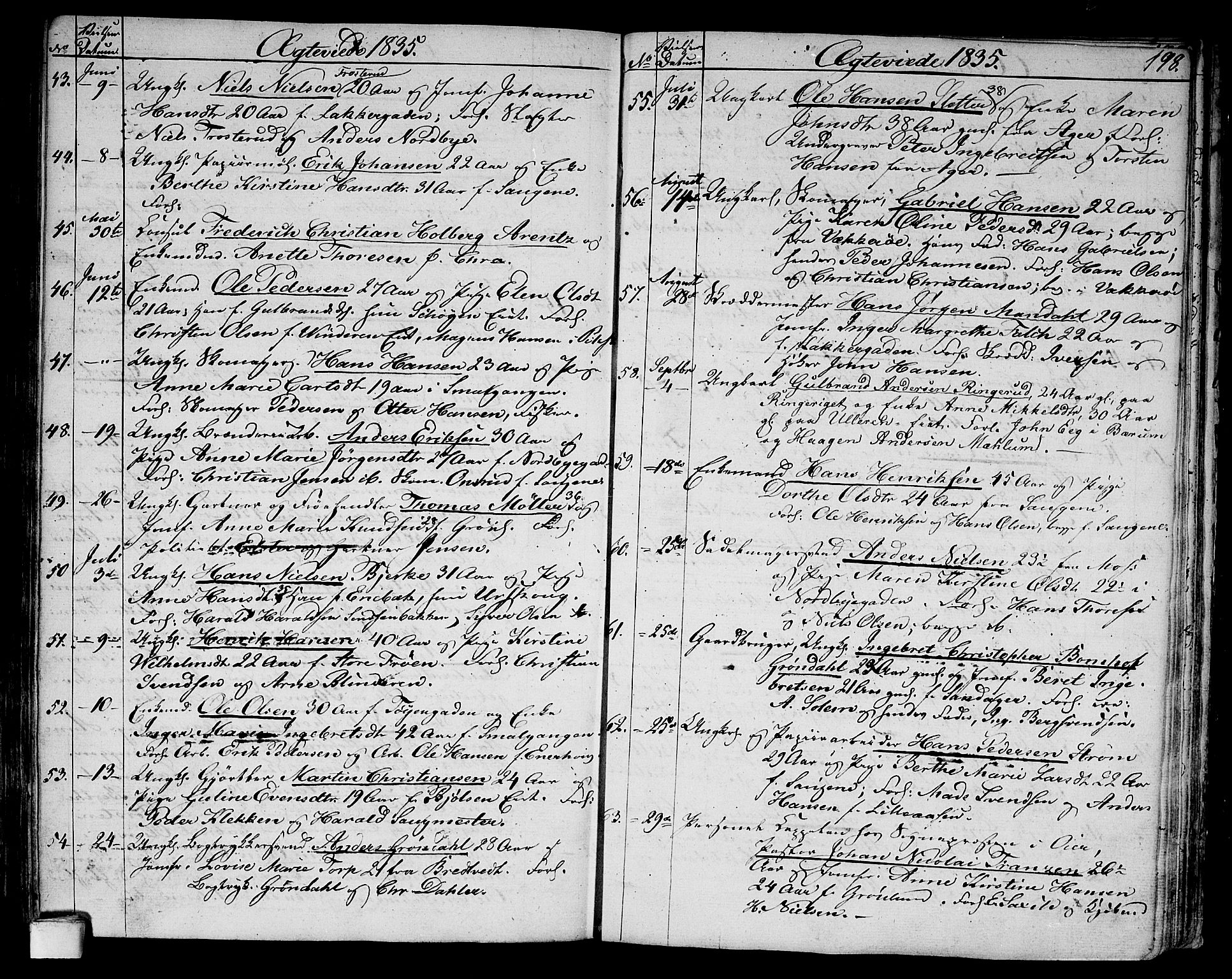 Aker prestekontor kirkebøker, AV/SAO-A-10861/G/L0006: Klokkerbok nr. 6, 1830-1838, s. 198