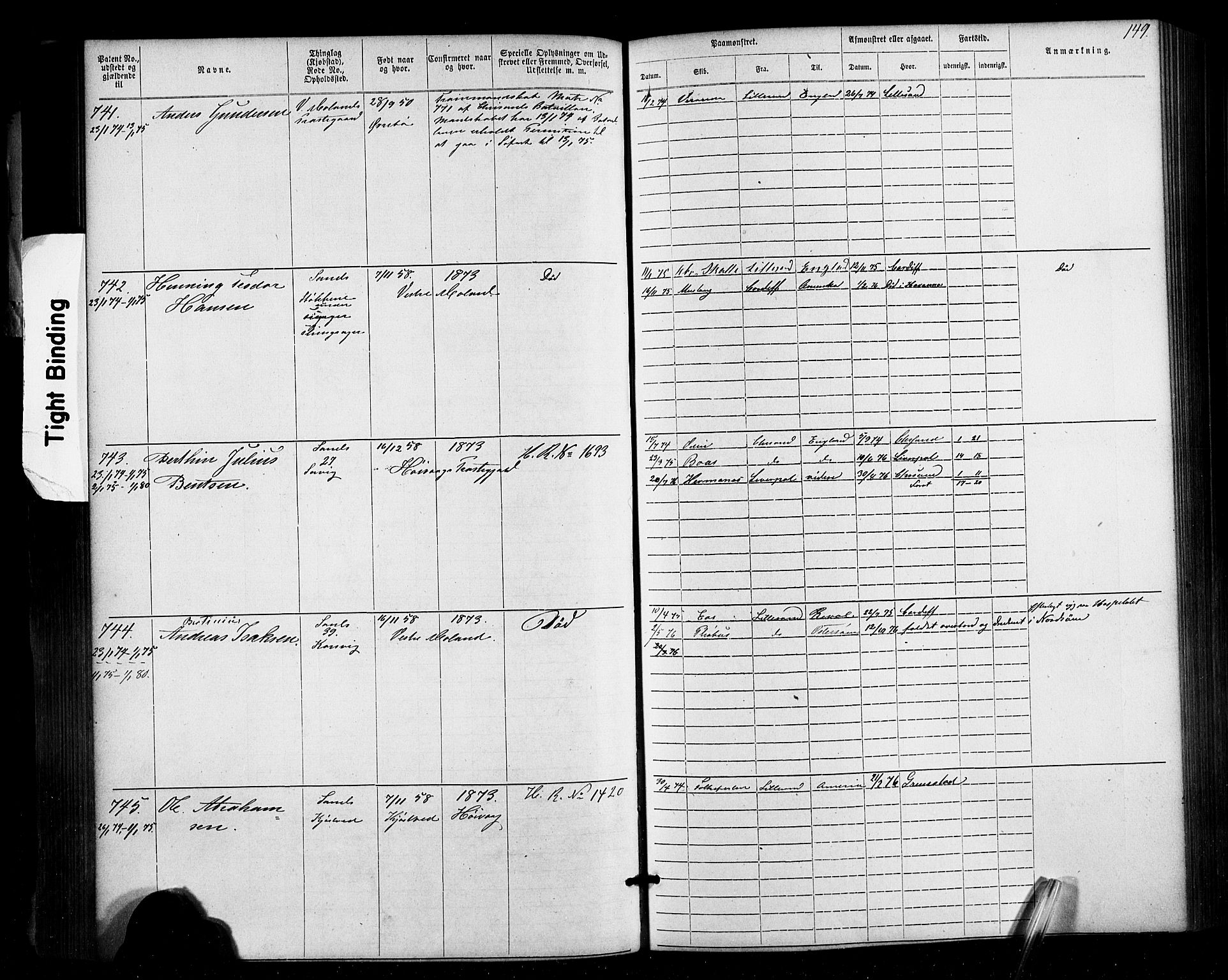 Lillesand mønstringskrets, AV/SAK-2031-0014/F/Fa/L0002: Annotasjonsrulle nr 1-1910 med register, W-8, 1868-1891, s. 153