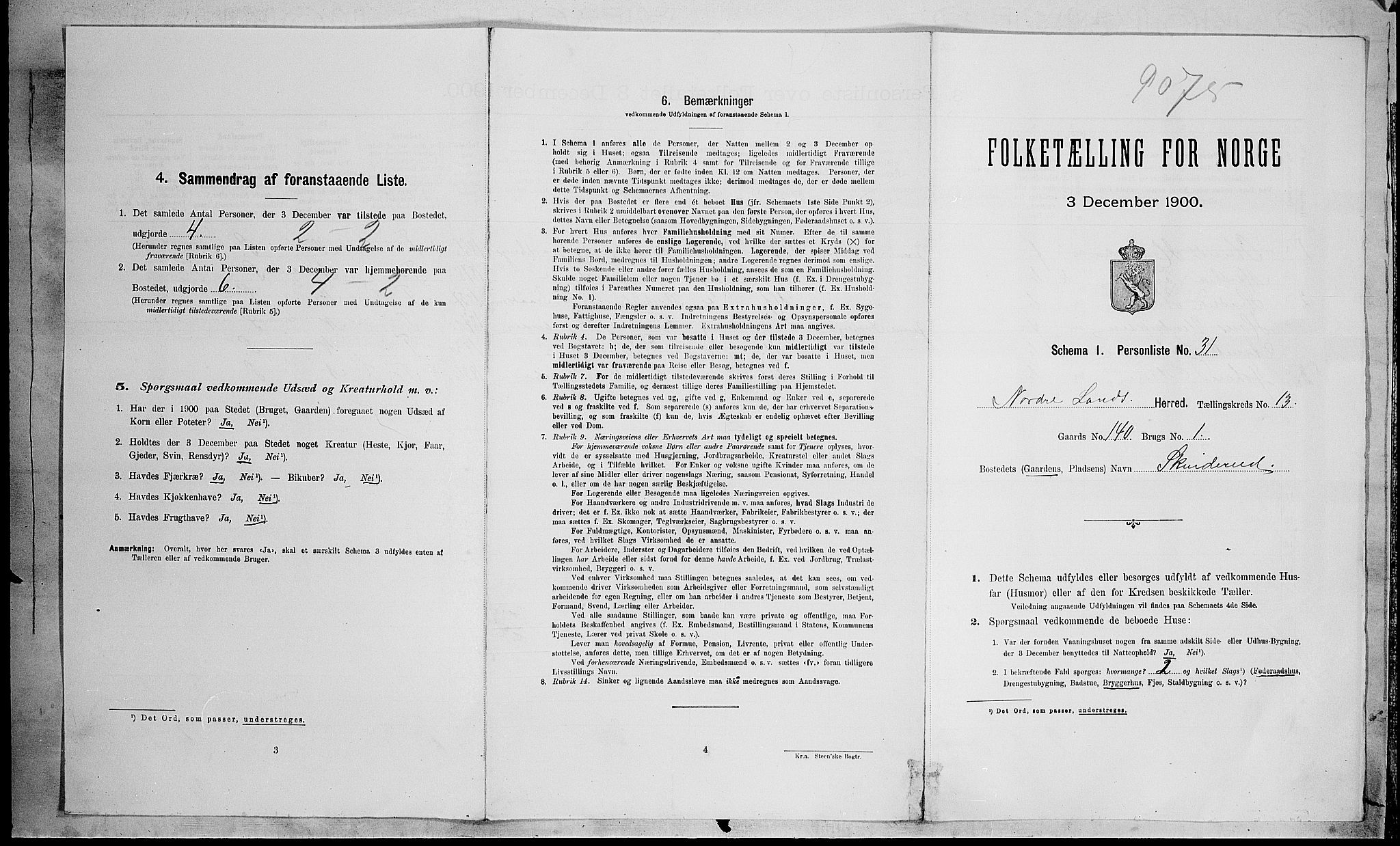 SAH, Folketelling 1900 for 0538 Nordre Land herred, 1900, s. 1631
