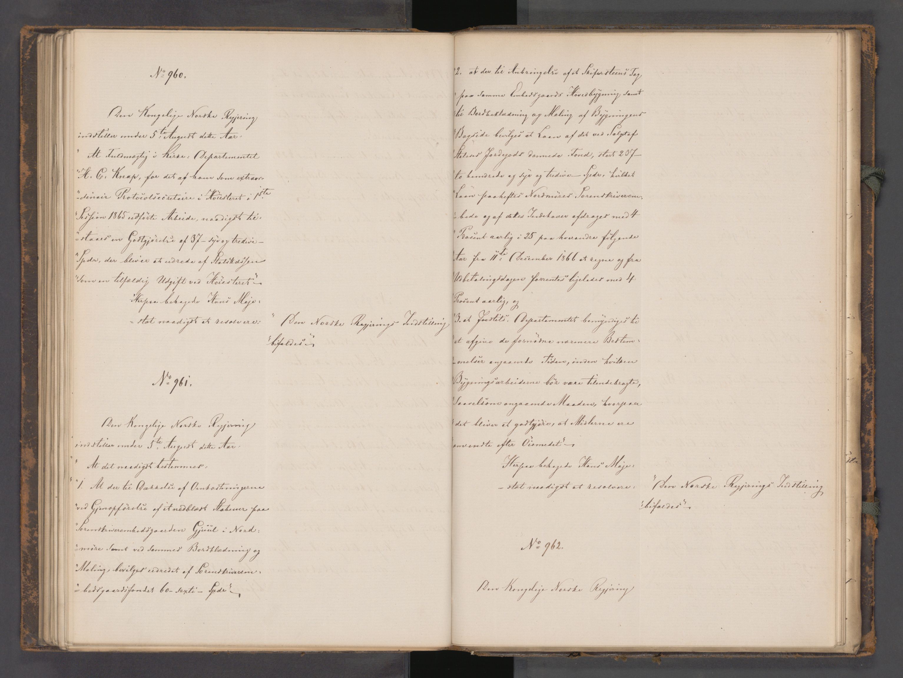 Statsrådssekretariatet, AV/RA-S-1001/A/Ab/L0104: Kgl. res. nr. 724-1001b, 2. halvår, 1865