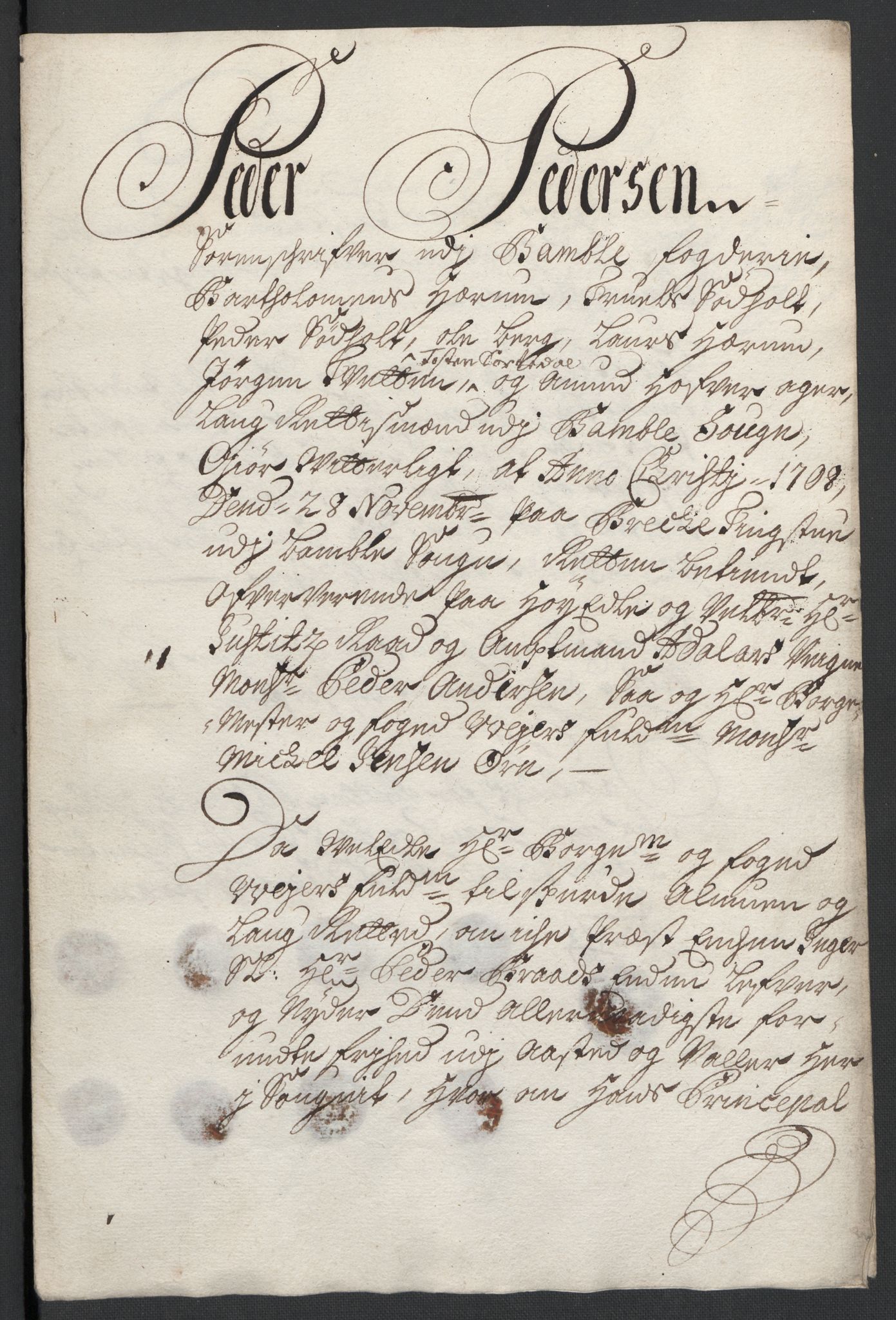 Rentekammeret inntil 1814, Reviderte regnskaper, Fogderegnskap, RA/EA-4092/R36/L2118: Fogderegnskap Øvre og Nedre Telemark og Bamble, 1708-1709, s. 116