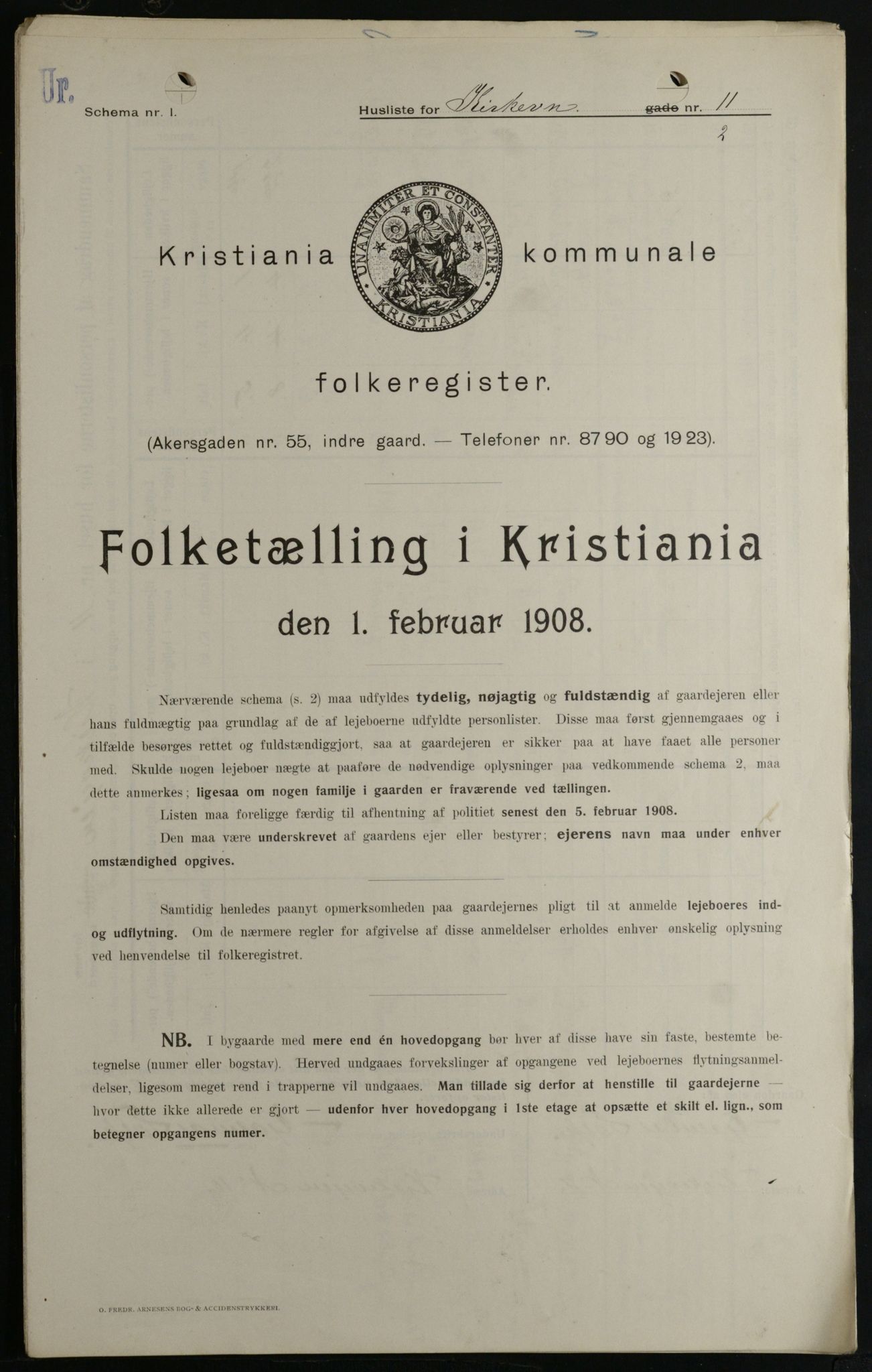 OBA, Kommunal folketelling 1.2.1908 for Kristiania kjøpstad, 1908, s. 45589