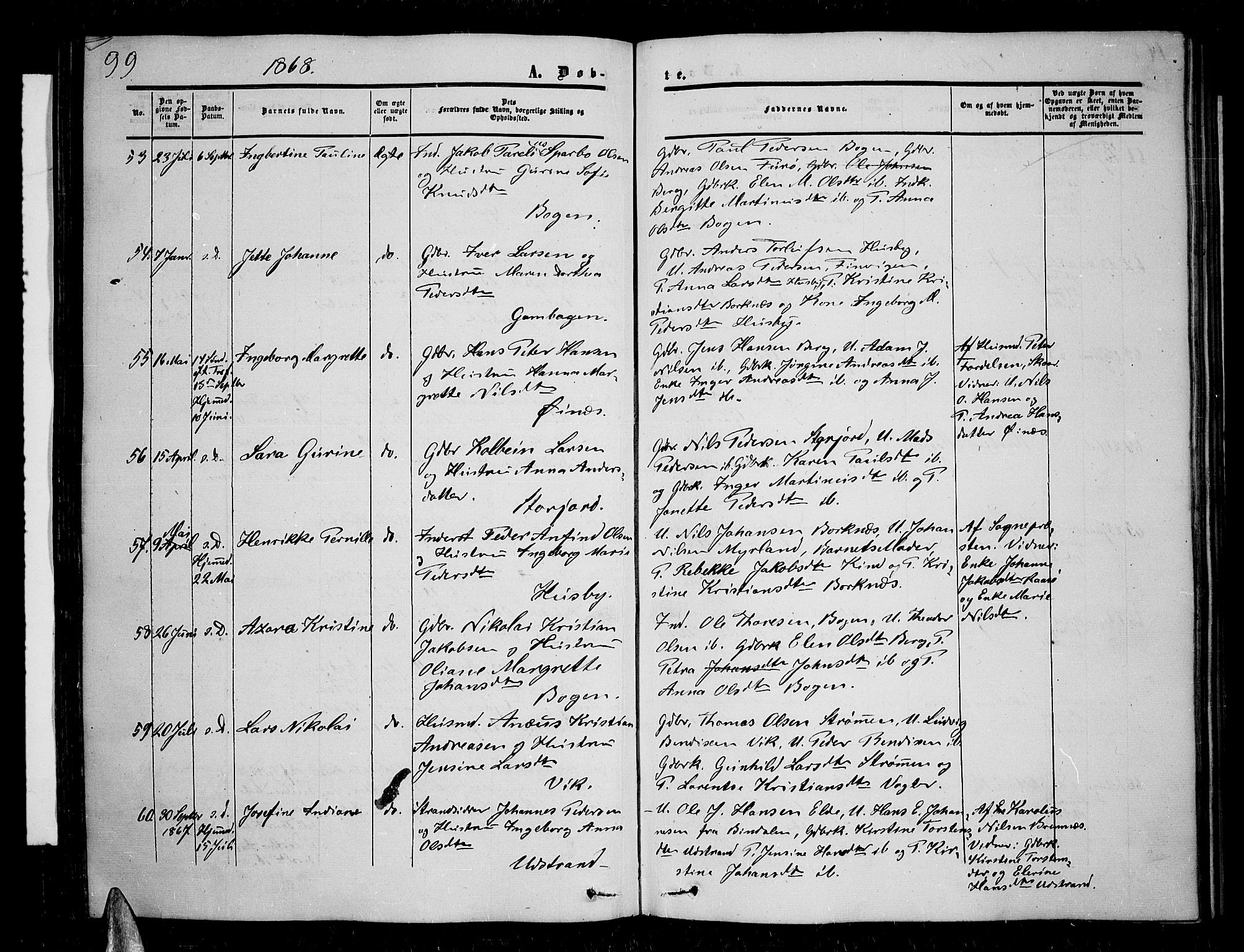 Kvæfjord sokneprestkontor, AV/SATØ-S-1323/G/Ga/Gab/L0003klokker: Klokkerbok nr. 3, 1856-1870, s. 99