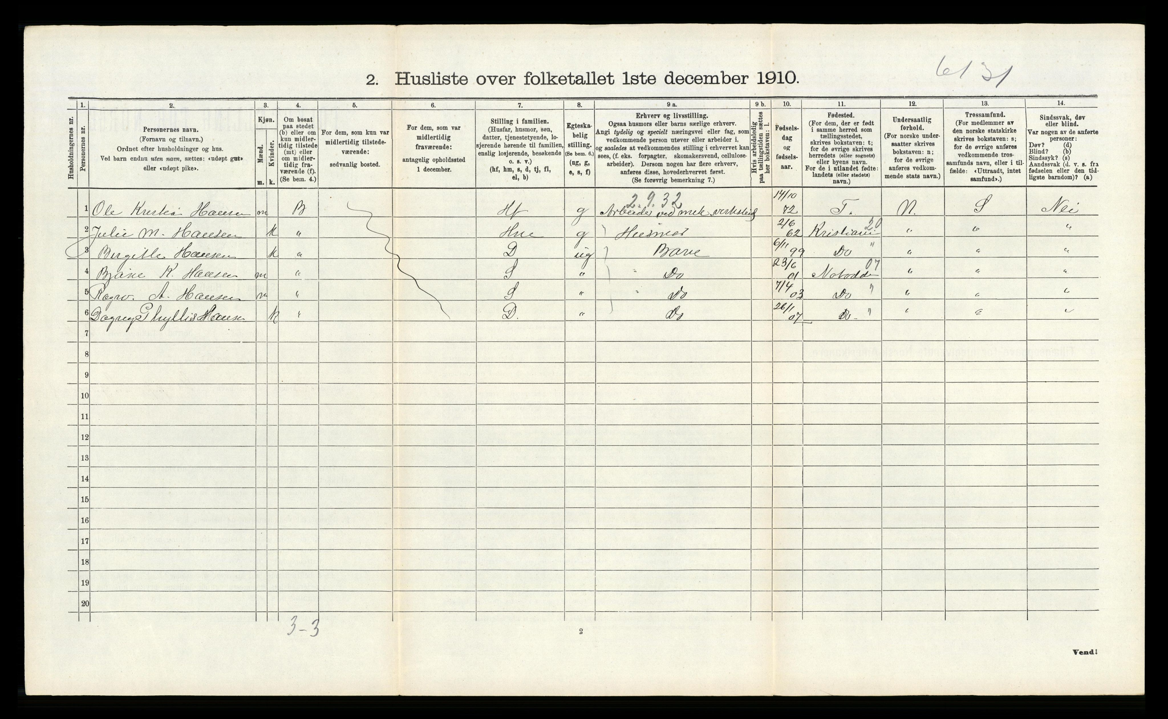 RA, Folketelling 1910 for 0725 Tjølling herred, 1910, s. 526